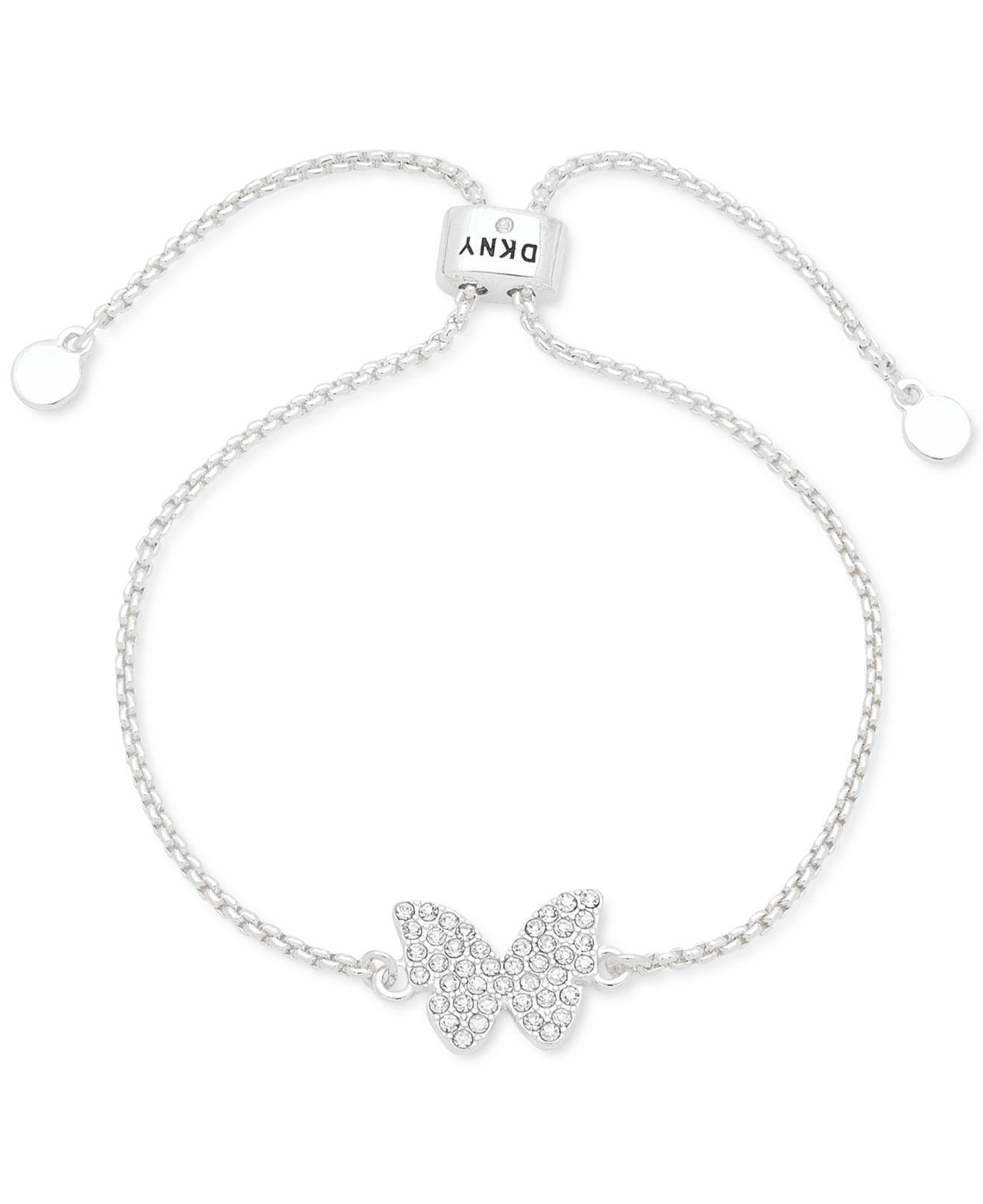 DKNY Pavé Butterfly Slider Bracelet in Silver (Metallic) - Lyst