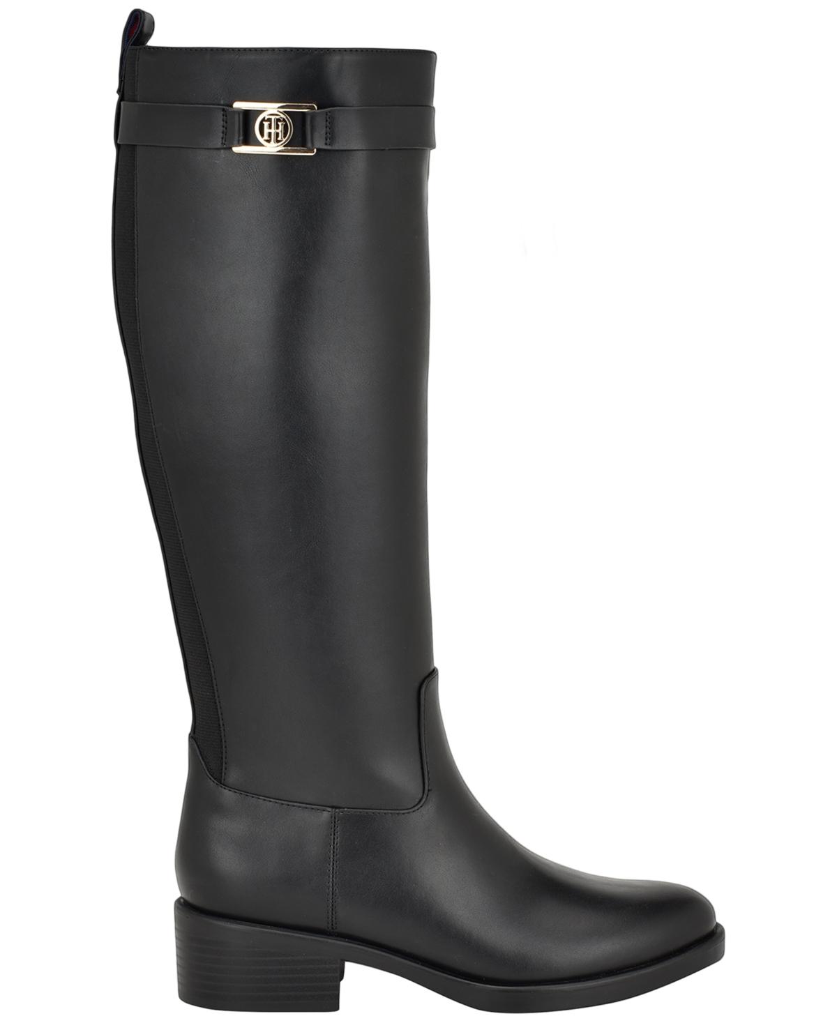 Tommy Hilfiger Iviann Wide Calf Tall Riding Boots in Black Lyst
