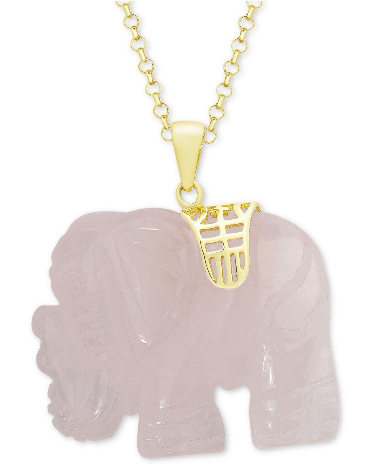 rose quartz elephant necklace