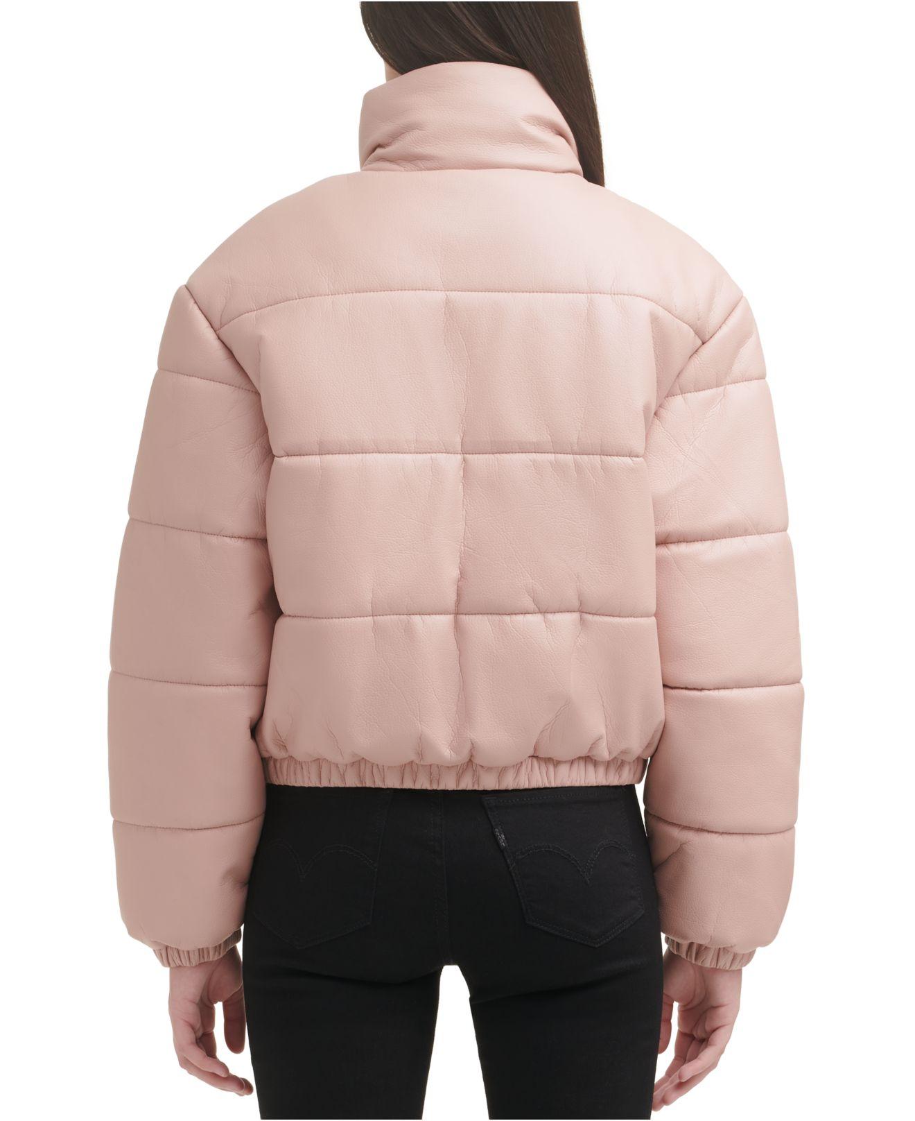 guess pink puffer jacket