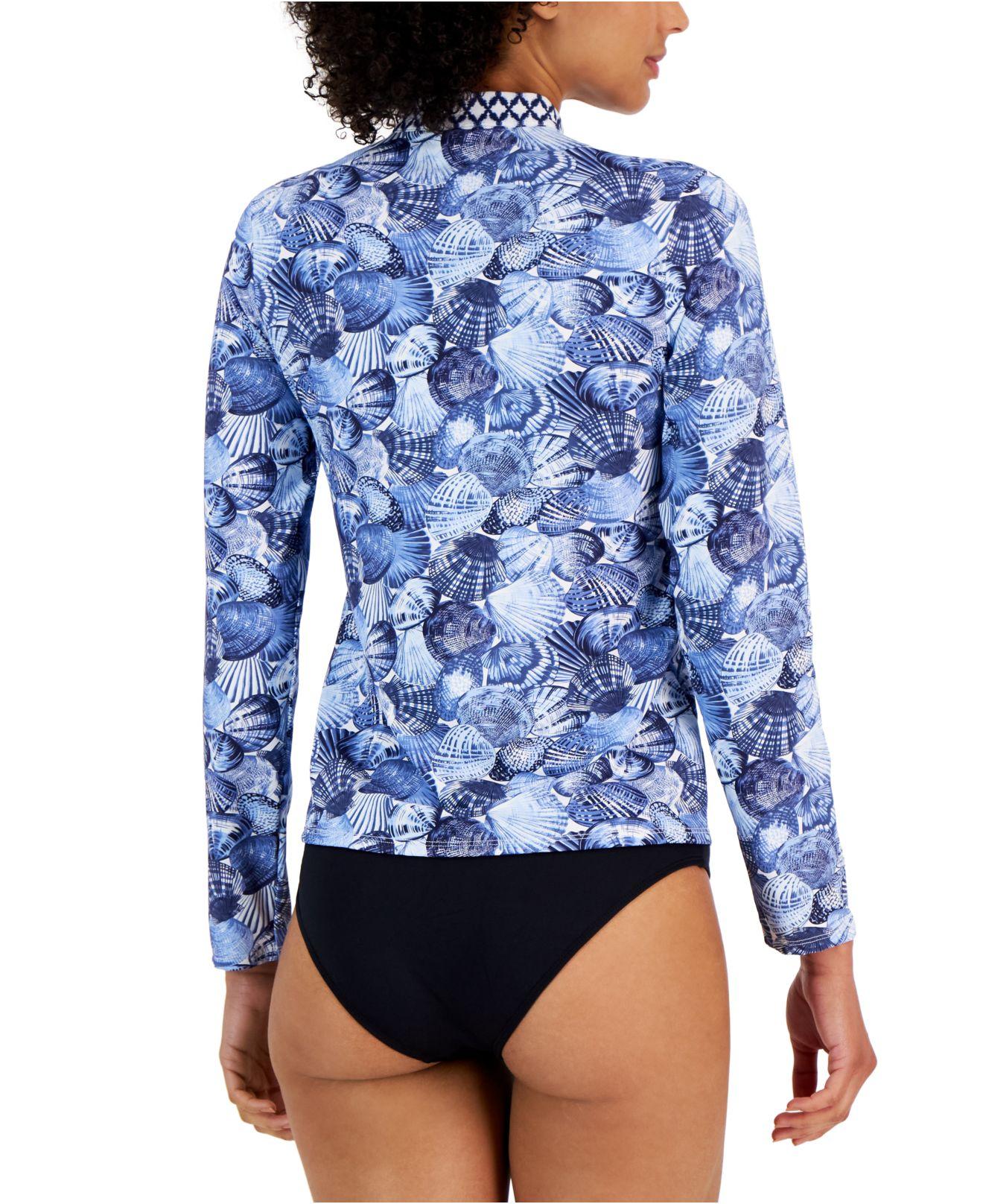 Tommy Bahama Printed Quarter-zip Rash Guard Cover-up in Blue | Lyst