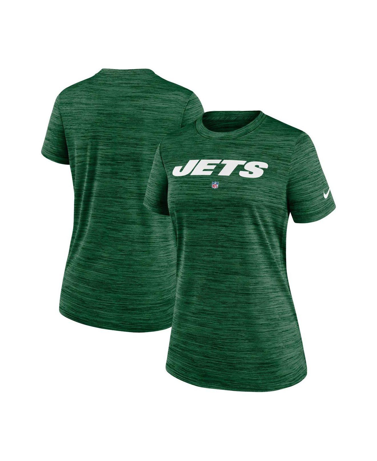 New York Jets Nike Women's Chevron Hoodie Performance Long Sleeve T-Shirt -  Black/Heathered Charcoal