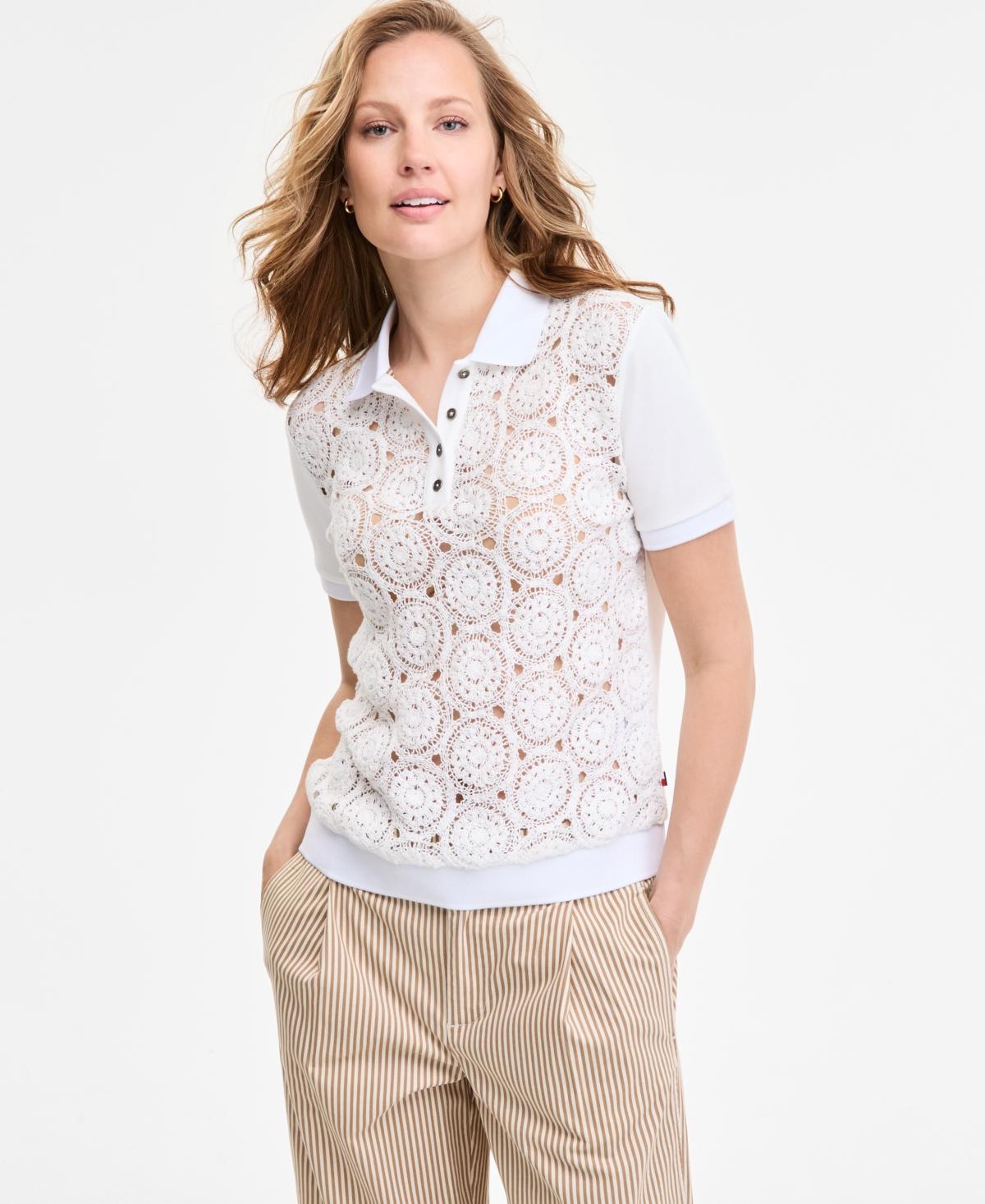 売れ筋商品|||トミーヒルフィガー カットソー トップス レディース Women's Crop Badge Short-Sleeve Polo Top Amour 71CmVEHUdBL._AC_SX342_.jpg
