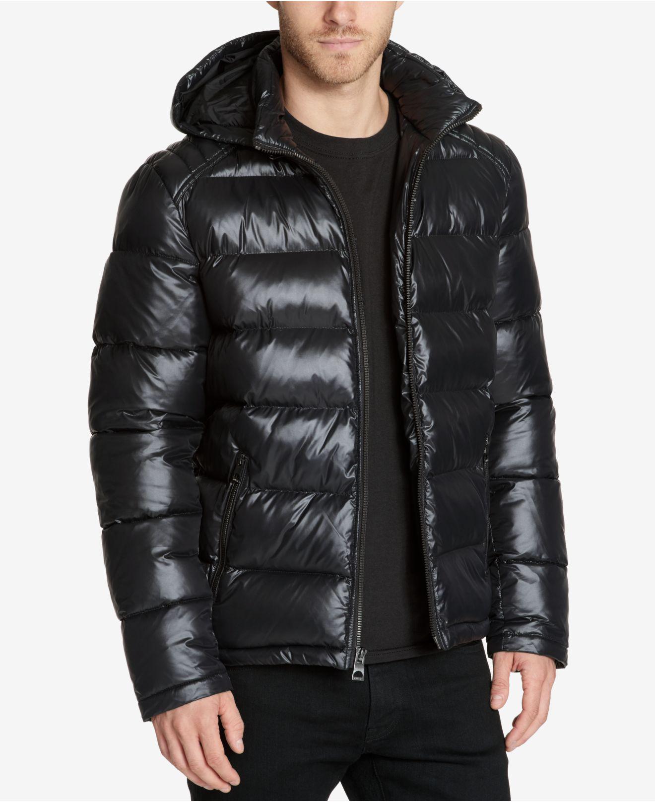 Guess Synthetic Men's Hooded Puffer Coat in Black for Men - Lyst