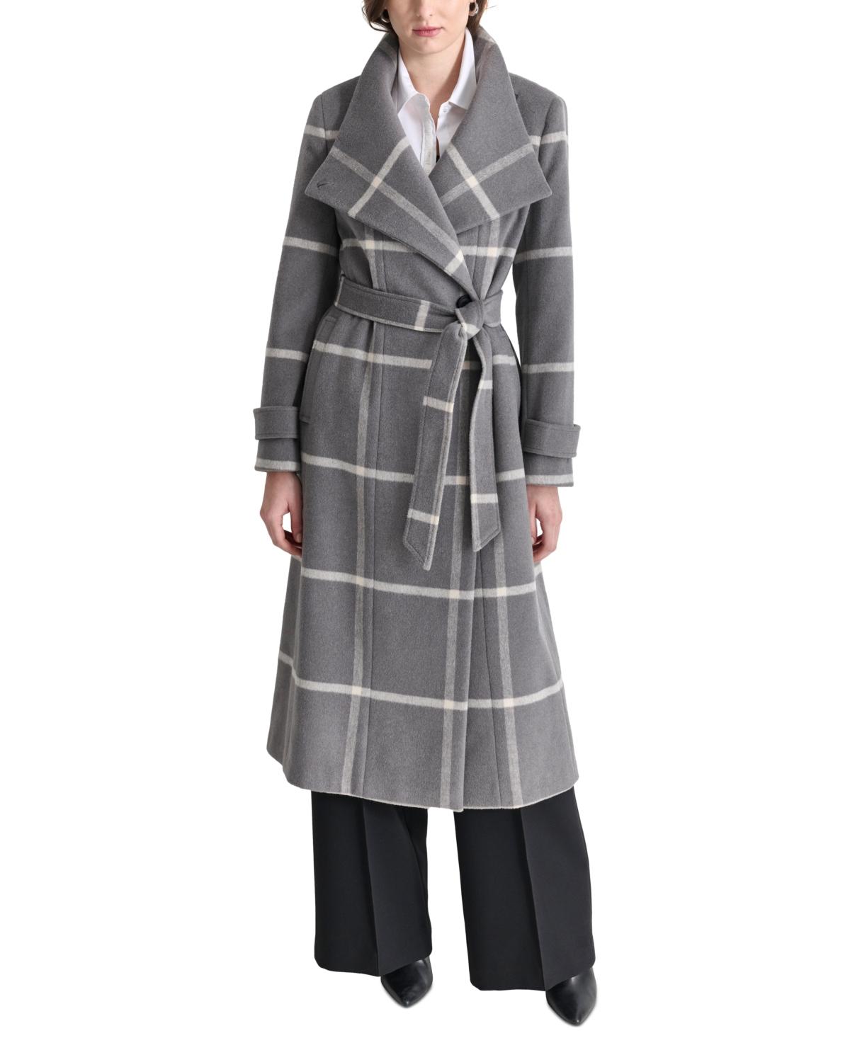 Trench Coat Dkny Wrap Coat DKNY Petite Belted Double-Breasted