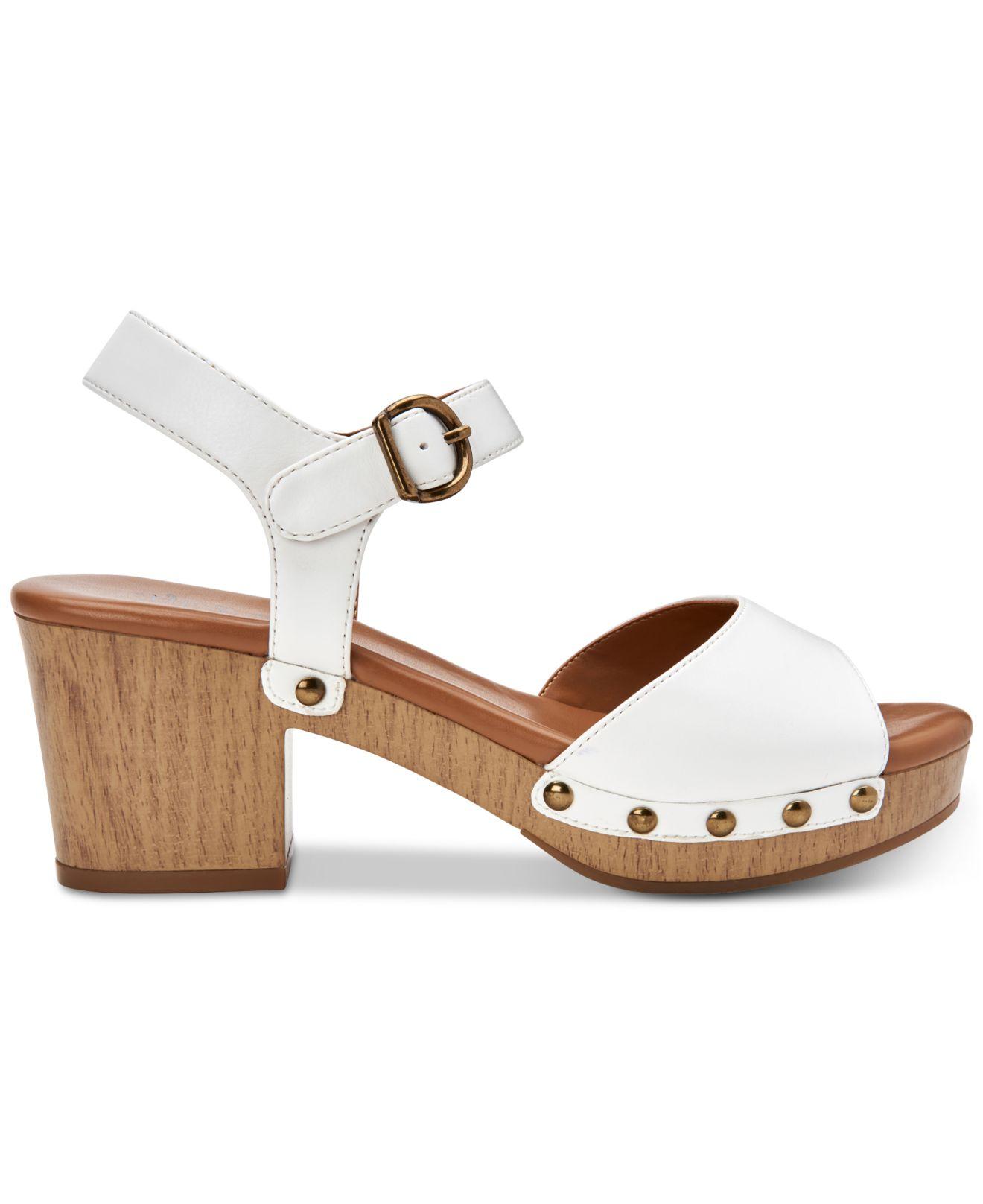 Style & Co. Anddreas Platform Block-heel Sandals, Created For Macy's in White - Lyst