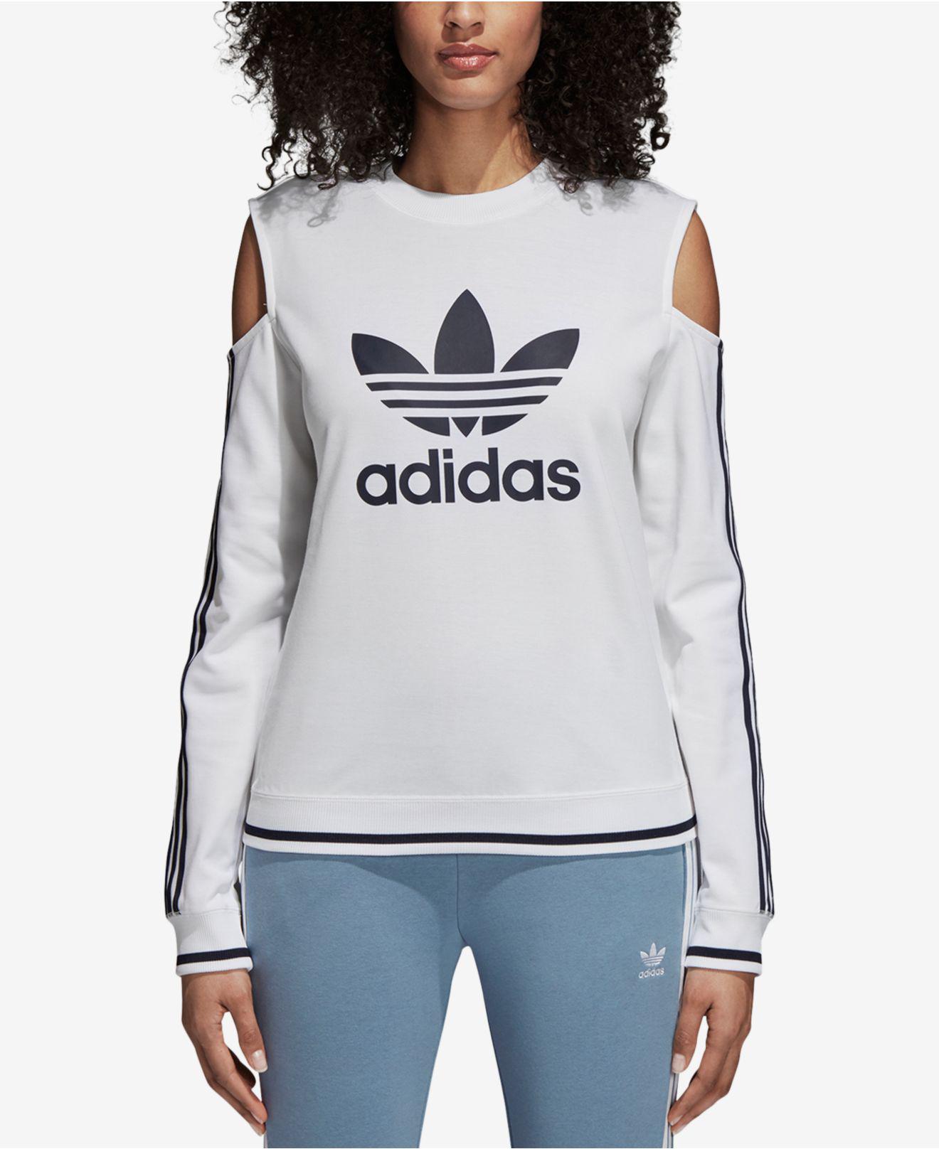 adidas Cotton Originals Active Icons Cold-shoulder Sweatshirt in White -  Lyst