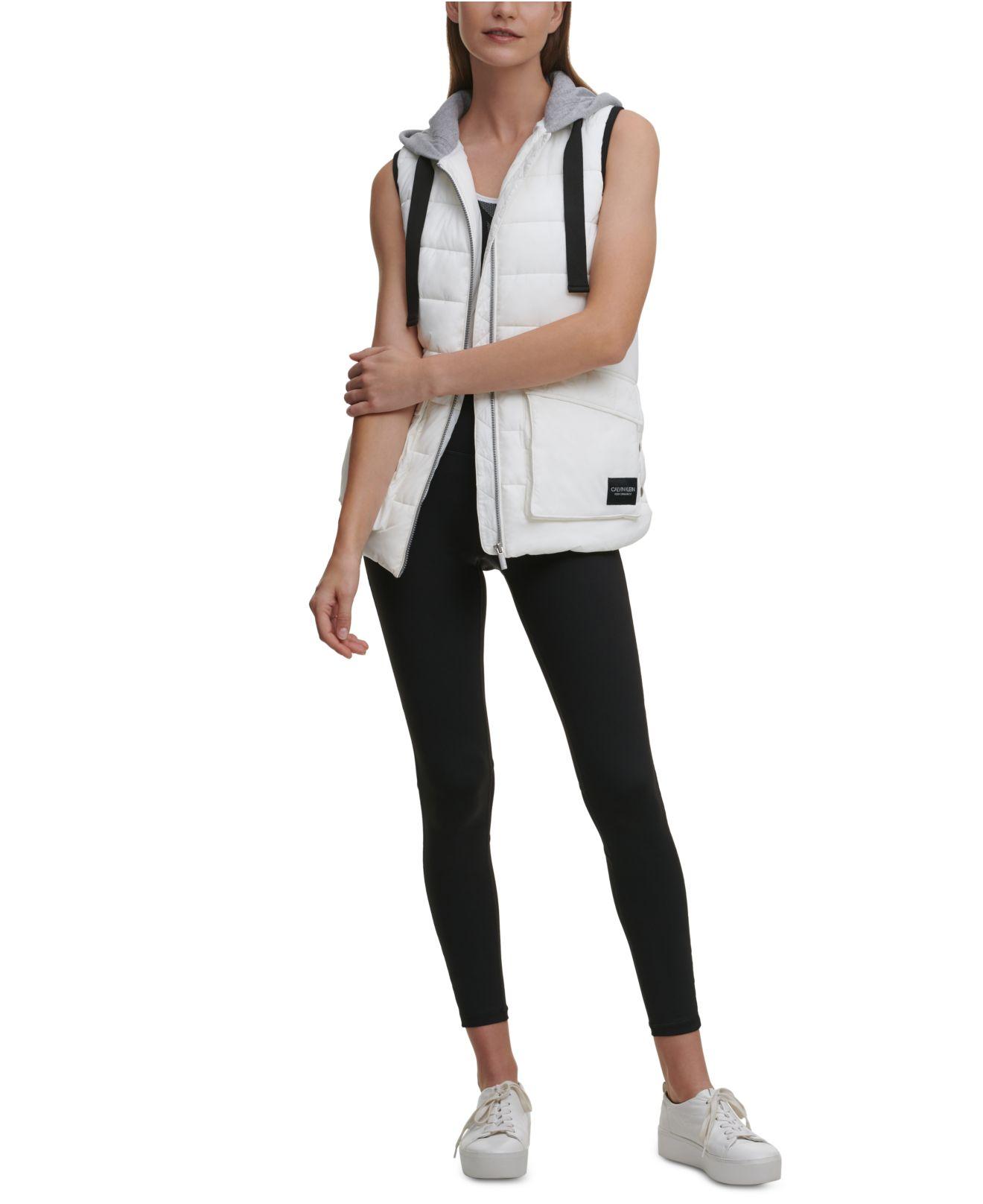 Calvin Klein Cotton Performance Cargo Pocket Hooded Puffer Vest - Lyst