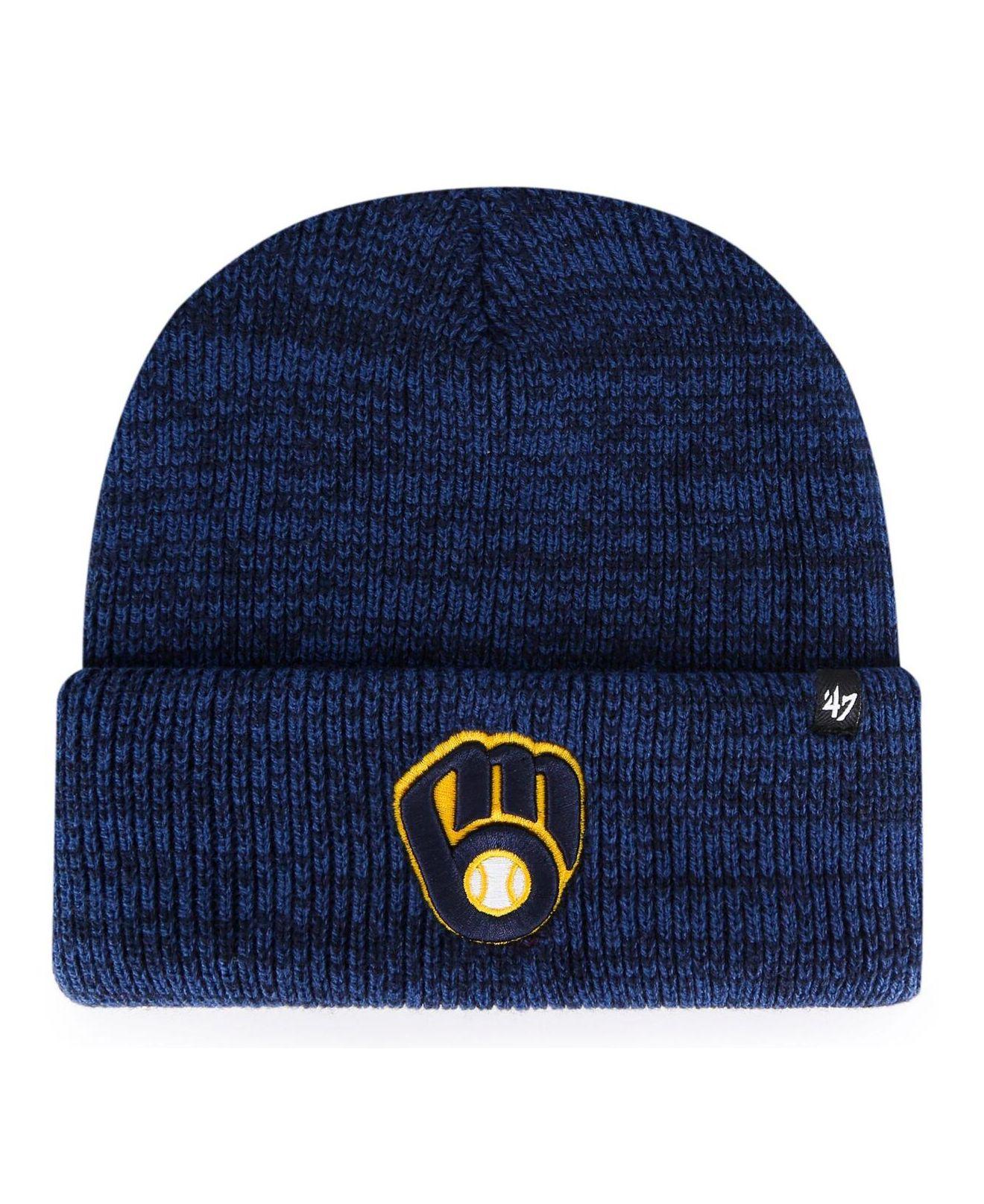 47 Brand Navy Milwaukee Brewers Brain Freeze Cuffed Knit Hat in Blue for  Men | Lyst