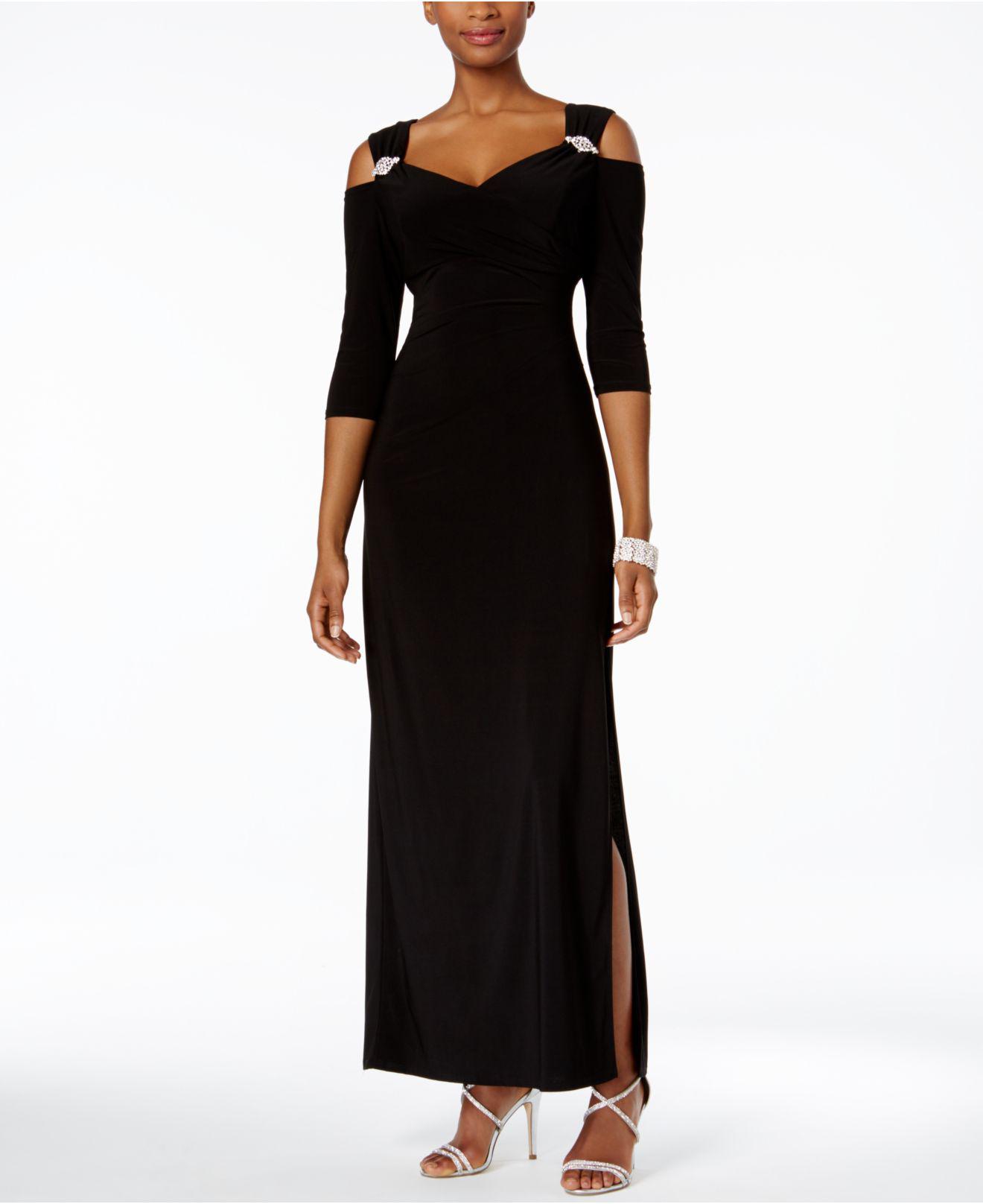gown with cold shoulder