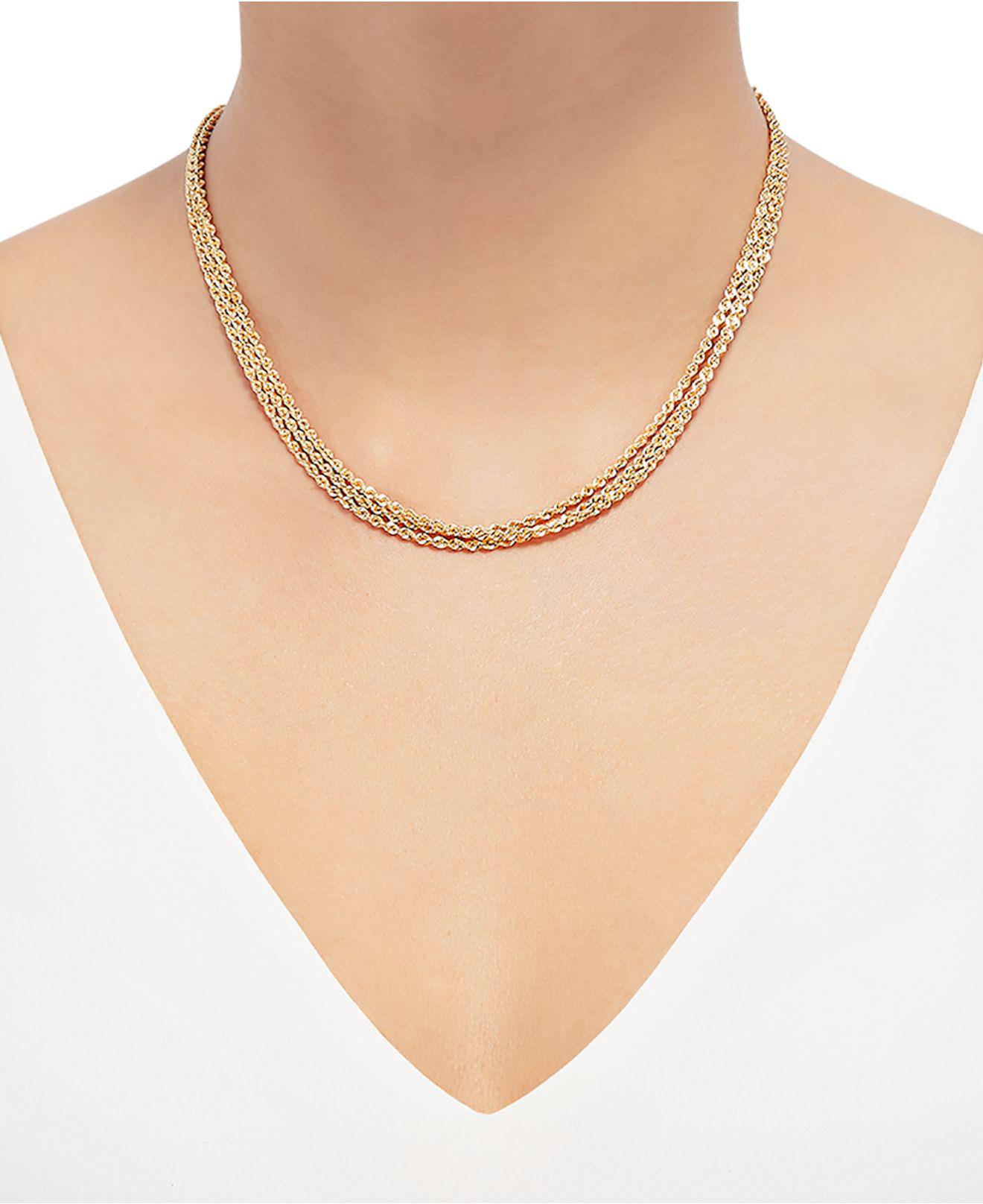 Macy's Diamond Accent Triple Rope 17" Chain Necklace In 14k Gold in