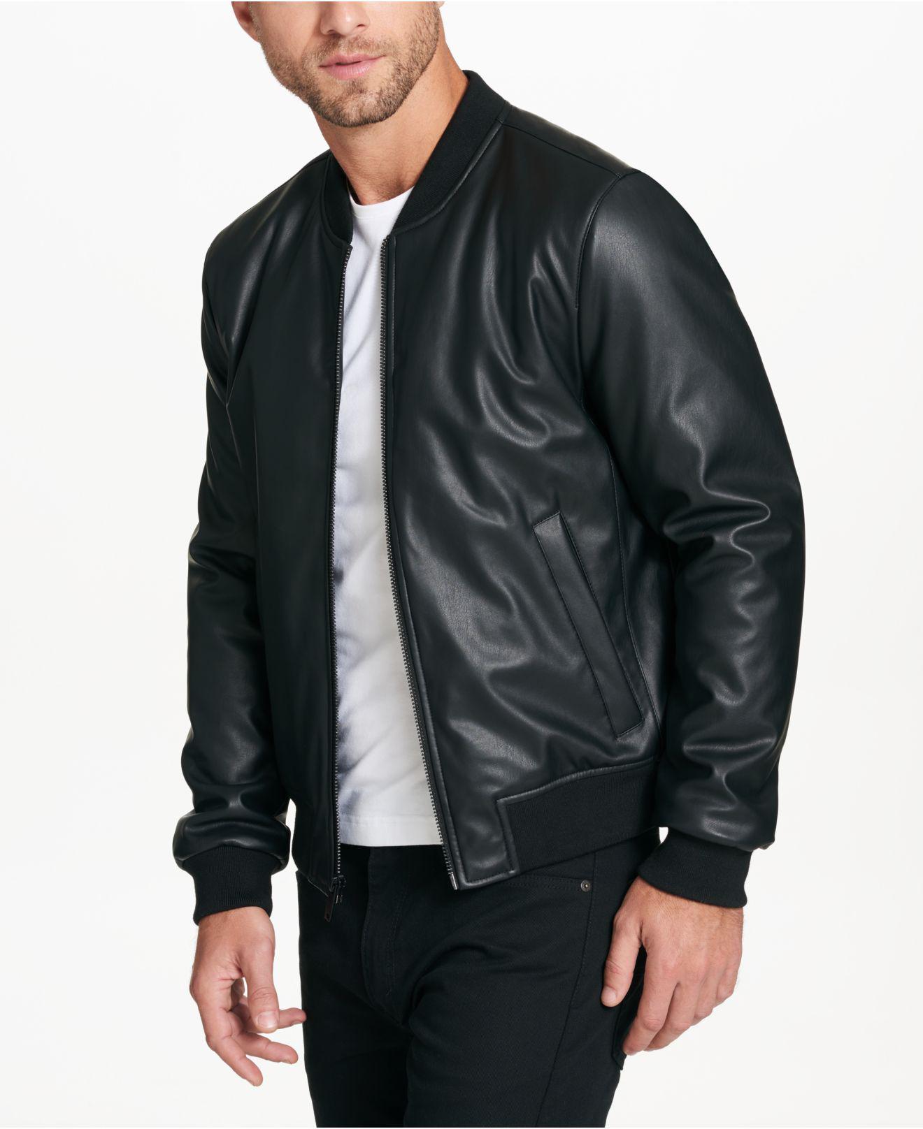 Download DKNY Men's Faux-leather Full-zip Jacket in Black for Men ...