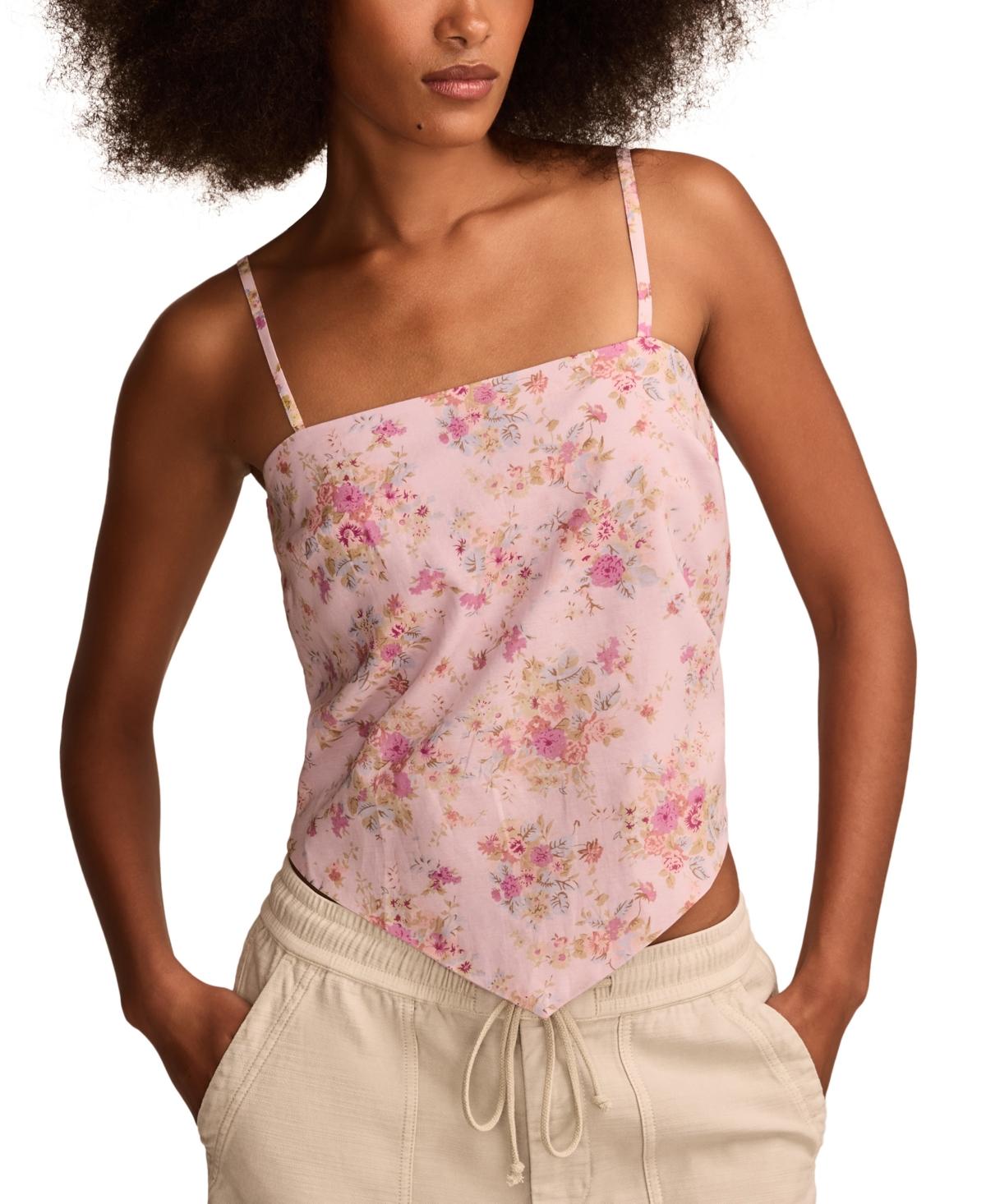 売れ筋商品|||ラッキーブランド カットソー トップス レディース Women's Hanky-Hem Scarf Top Pink Floral HANKY HEM SCARF TOP | Lucky Brand