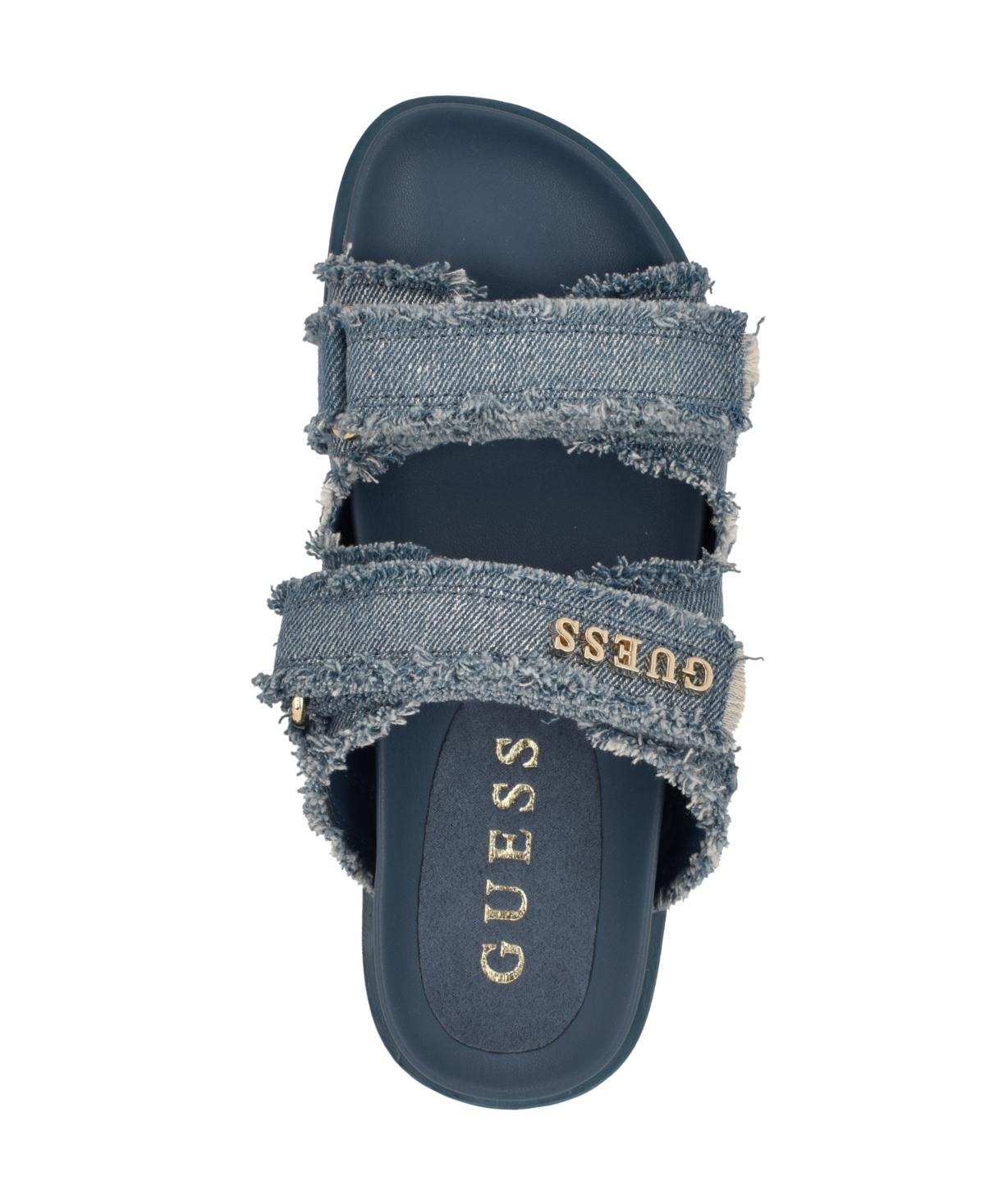 Guess Fabulon Two Strap Sporty Footbed Sandals in Blue | Lyst