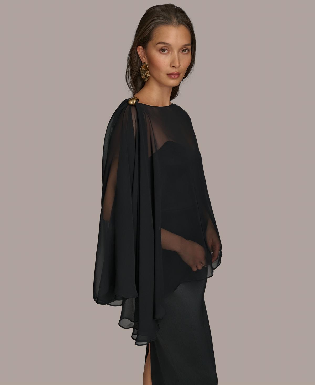 【Donna Karan New York】Chiffon-Cape-Overlay Gown Donna Karan New York Women's Chiffon-Cape-Overlay Gown