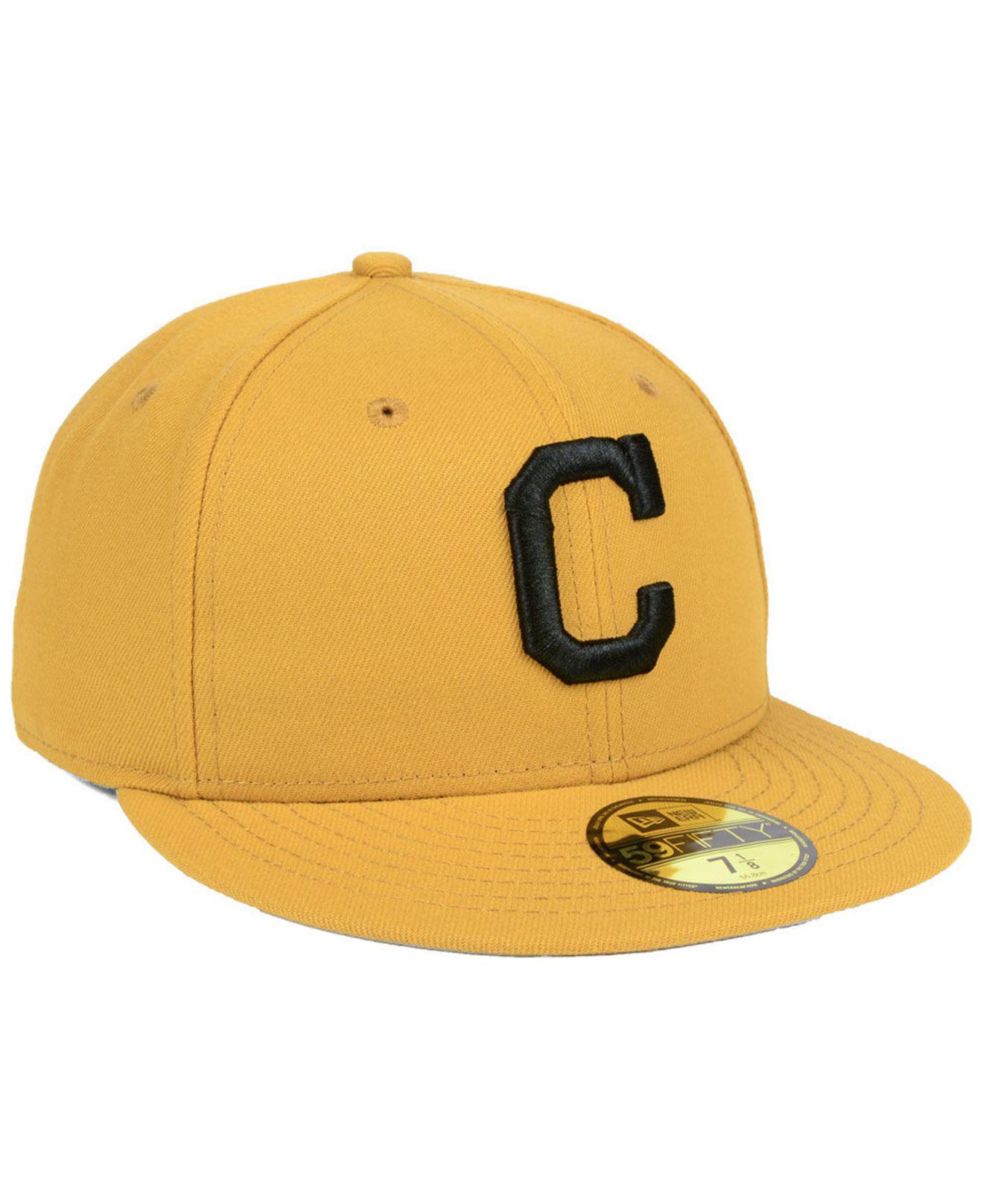 KTZ Cleveland Indians Reverse C-dub 59fifty Fitted Cap in Yellow