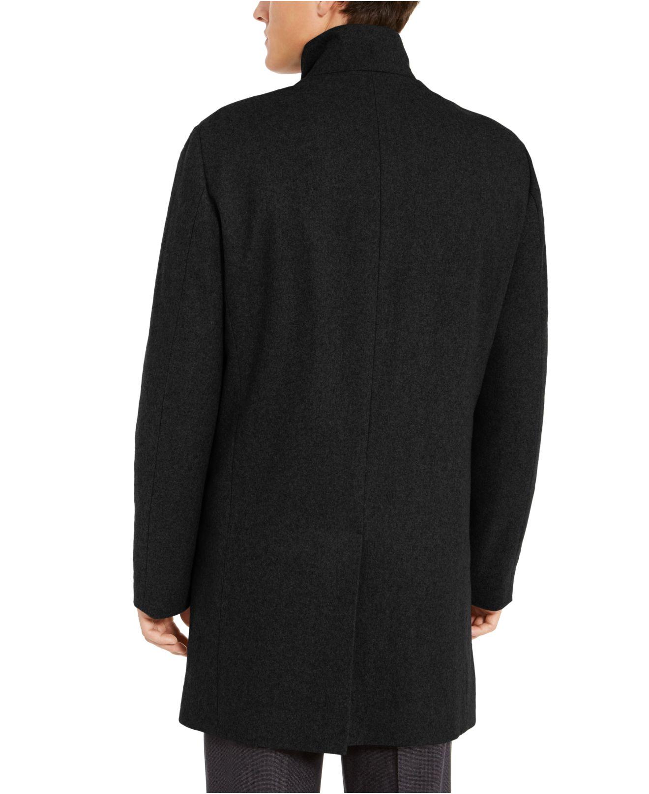 Calvin Klein Wool Mayden Slim-fit Overcoat in Black for Men - Lyst