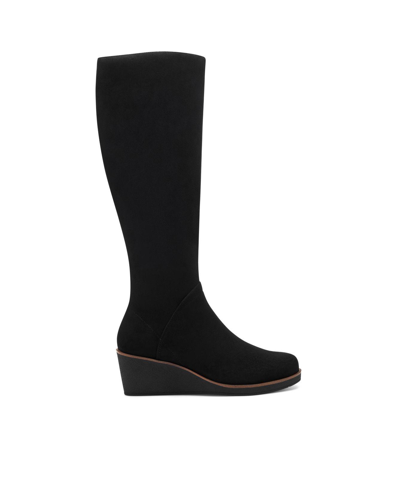Calf Boots With Black Wedge Boots For Women Wide Calf Thigh High