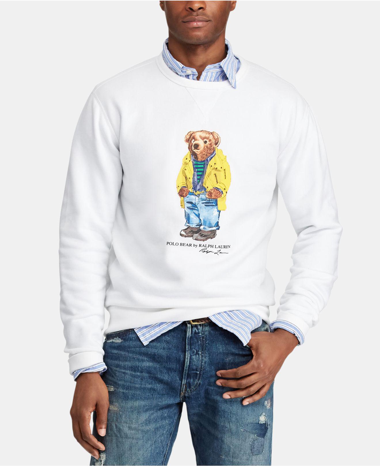 Polo Ralph Lauren Polo Bear Fleece Sweatshirt in White for Men | Lyst