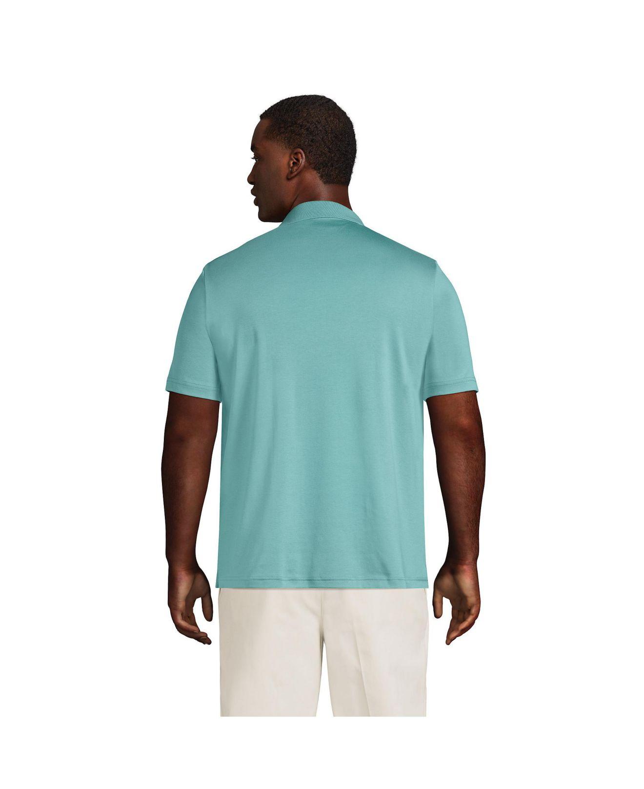 Lands' End Short Sleeve Super Soft Supima Polo Shirt With Pocket in Blue  for Men Lyst