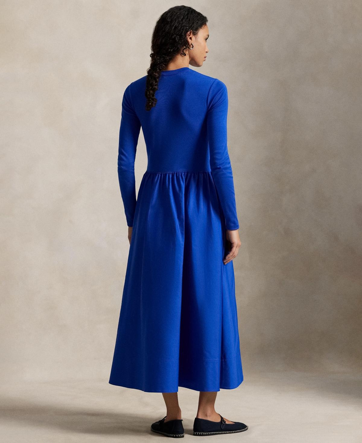 Polo Ralph Lauren Cotton Long-sleeve Dress in Blue | Lyst