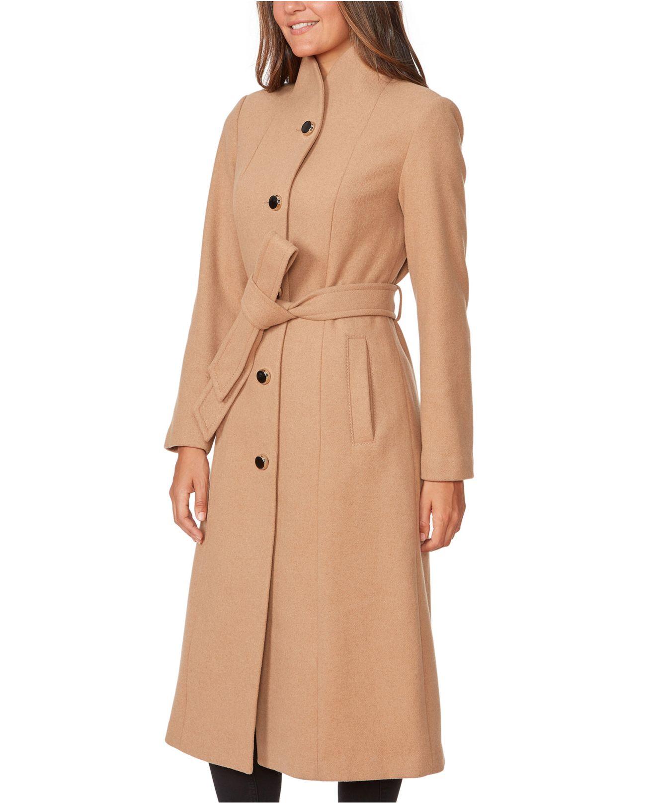 stand collar camel coat