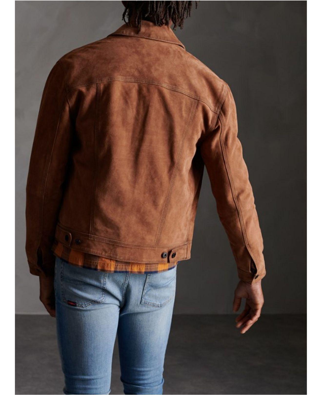 Superdry Suede Highwayman Trucker Jacket in Brown for Men | Lyst