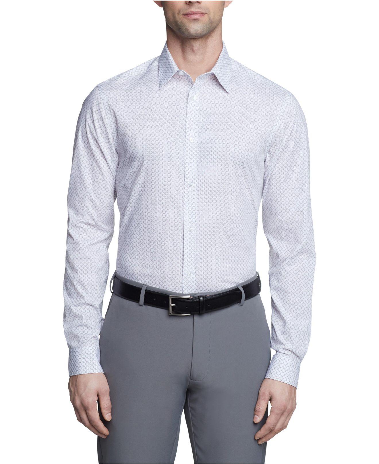 Calvin Klein Steel Plus Slim Fit Stretch Wrinkle Free Dress Shirt in Blue  for Men | Lyst