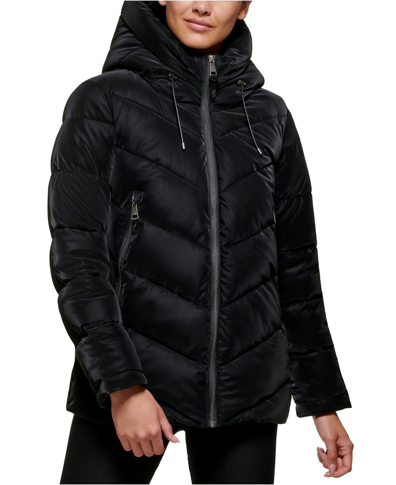 DKNY Hooded Shine Puffer Coat, Created For Macy's in Black Lyst