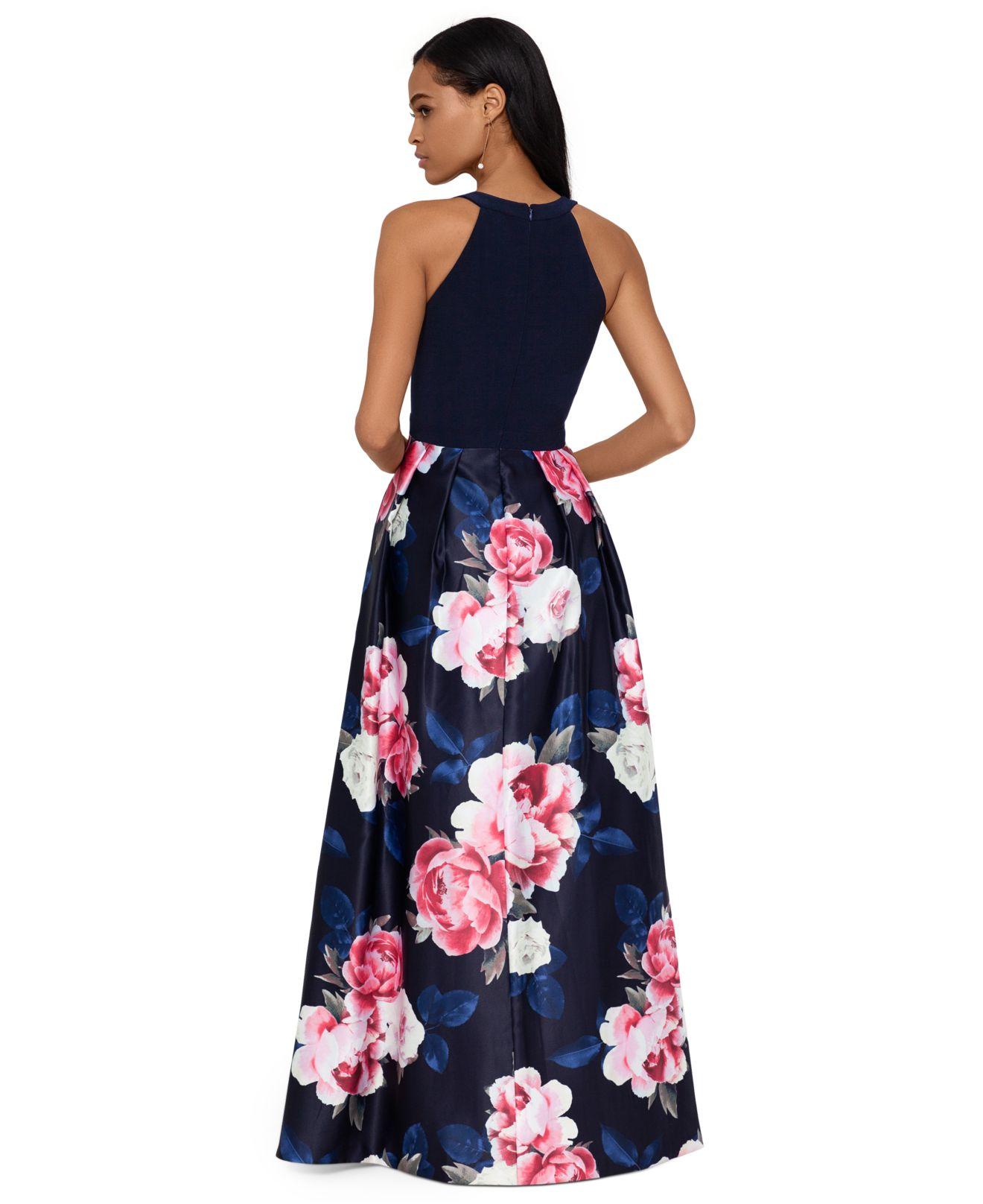 navy blue long floral skirt