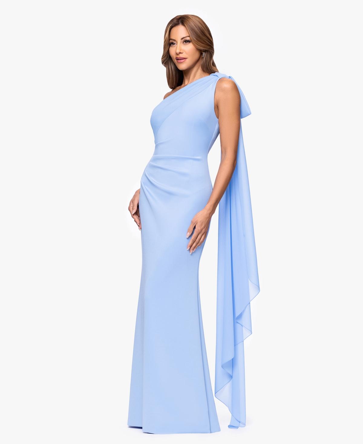 xscape dresses blue one shoulder Xscape Navy Blue One-Shoulder Satin Gown Dress Size 8 $298