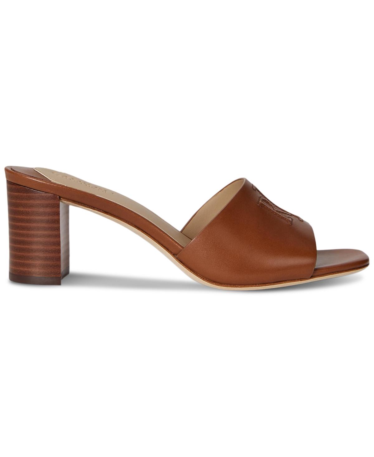 Tan Sandals Ralph Lauren Block Heels Ralph Lauren Everly Block