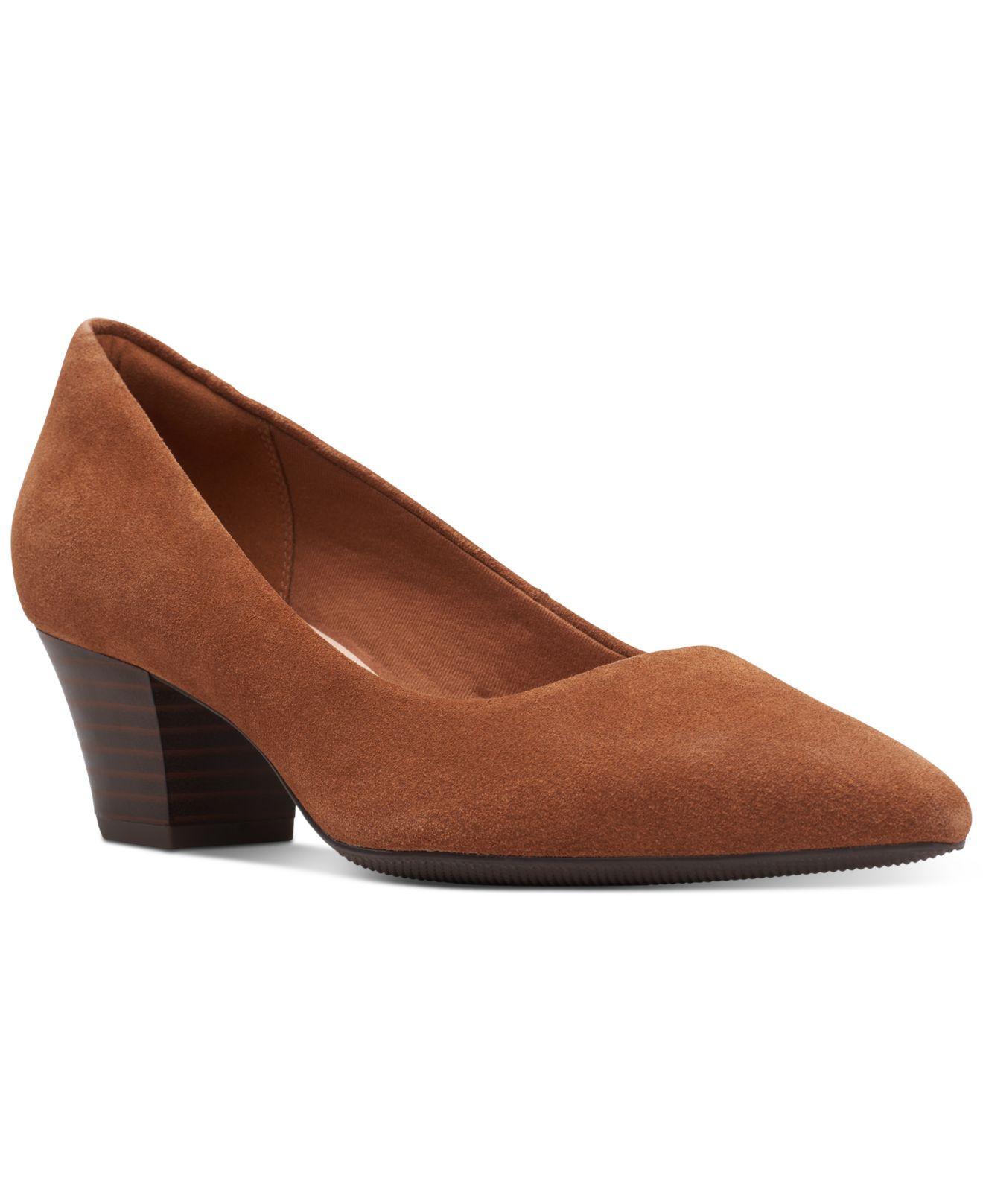 Clarks Suede Teresa Step Dress Pumps in Dark Tan Suede (Brown) Lyst Canada