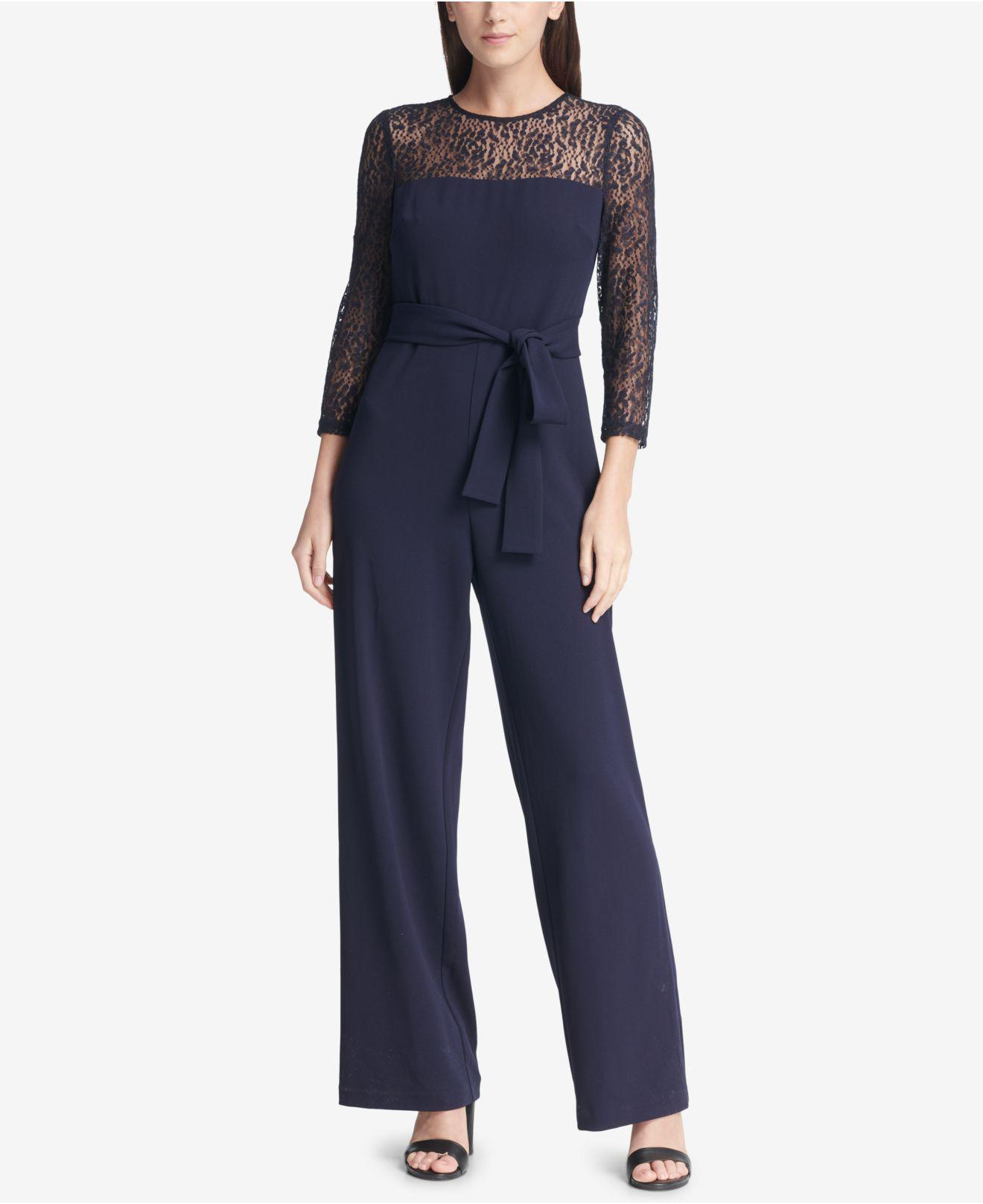 macy's navy blue jumpsuit