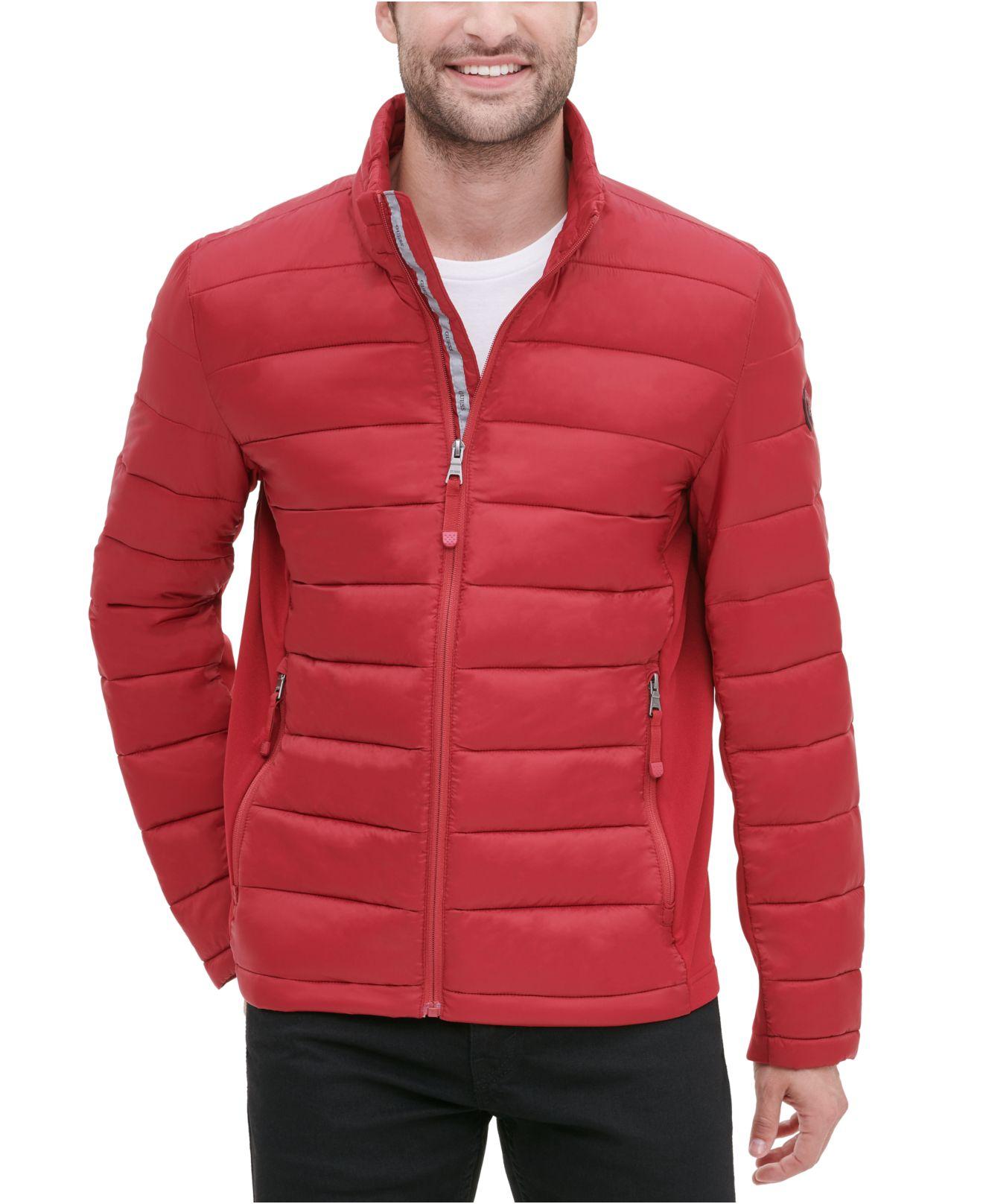 Guess Synthetic Lightweight Puffer Jacket With Side Panels in Red for ...