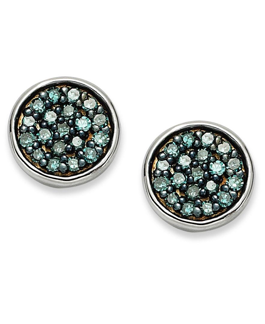 Macy's Sterling Silver Earrings, Blue Diamond Stud Earrings (1/4 Ct. T