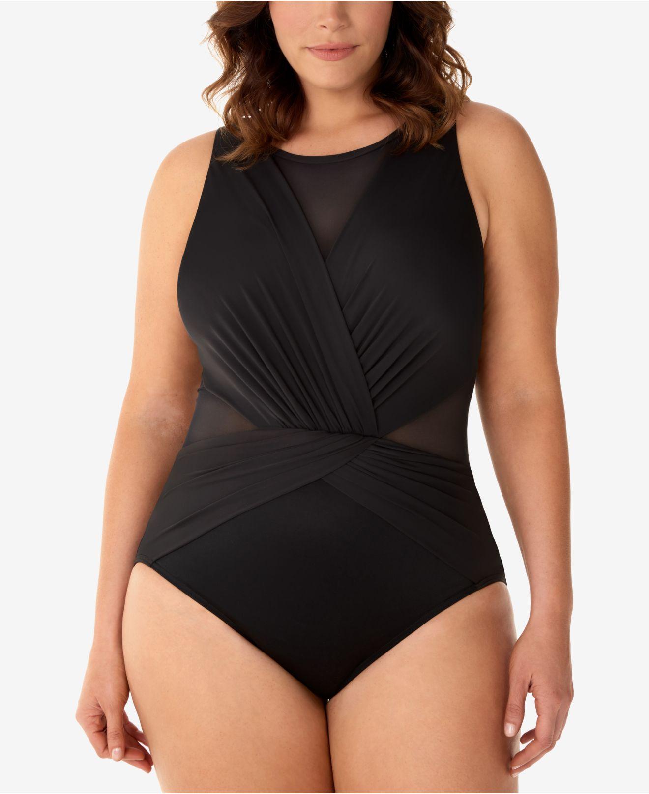 Miraclesuit Synthetic Plus Size Palma Allover Slimming One Piece