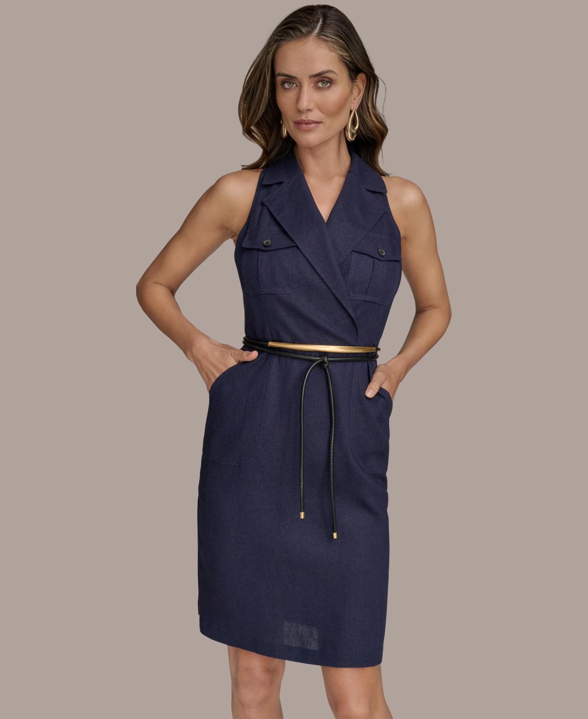 【Donna Karan New York】Notched Collar Belted Dress Donna Karan New York Belted Midi Dress | Nordstrom