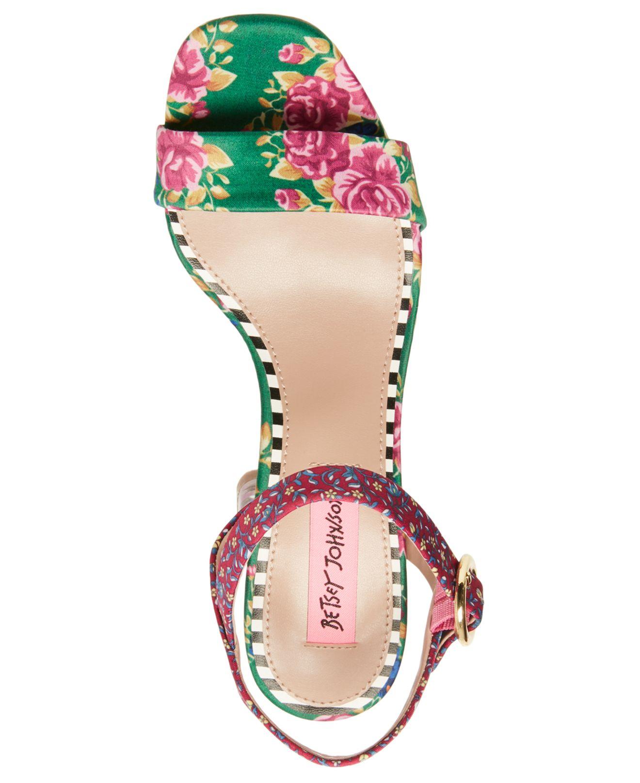 Betsey Johnson Synthetic Livvie Floral Transparent Block Heel Sandals ...