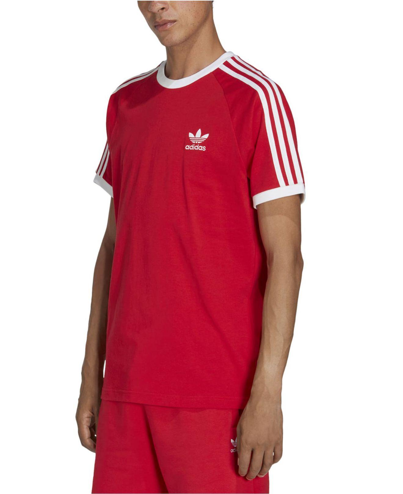 adidas Adicolor Classics Slim-fit 3-stripes T-shirt in Red for Men | Lyst