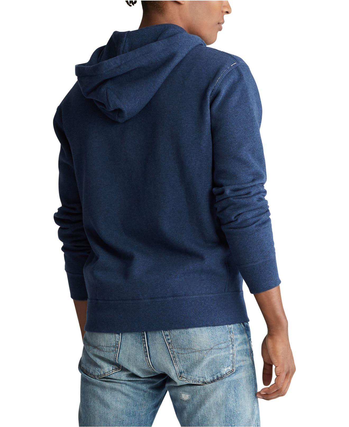 Polo Ralph Lauren Cotton-blend Fleece Hoodie in Blue for Men - Lyst