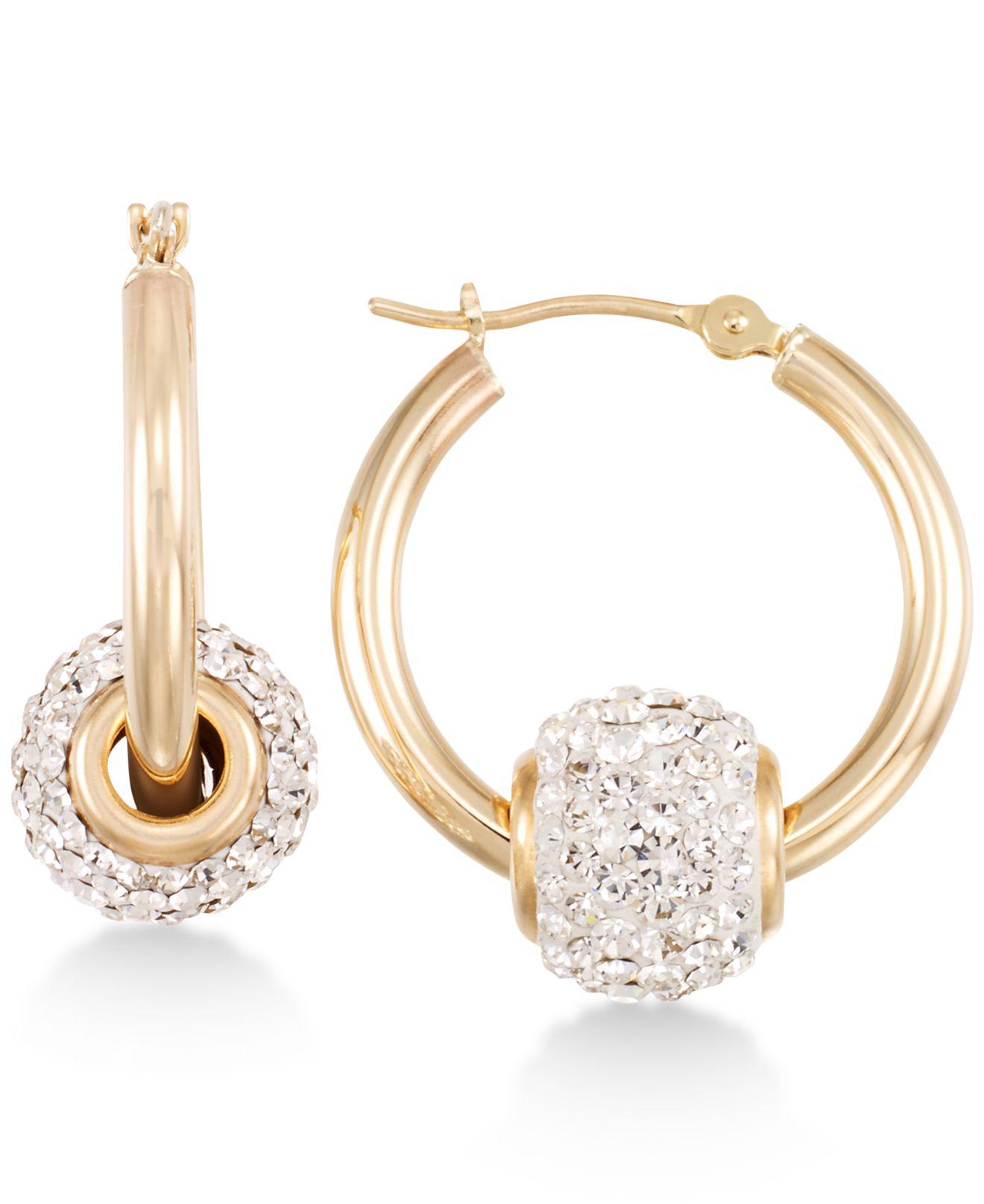 Macy's Crystal Fireball Hoop Earrings In 10k Gold in Yellow Lyst