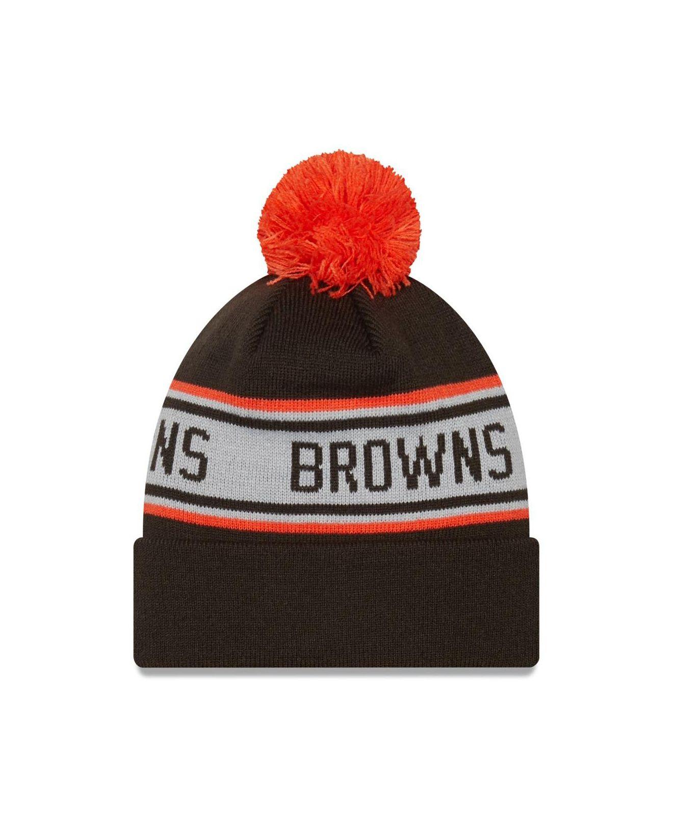 KTZ Brown Cleveland Browns Repeat Cuffed Knit Hat With Pom in Red for Men