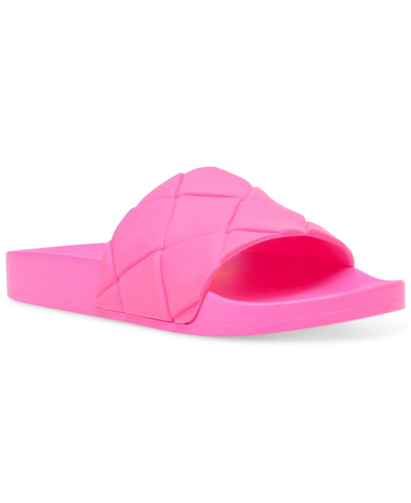 Steve Madden Soulful Quilted Pool Slides in Pink | Lyst