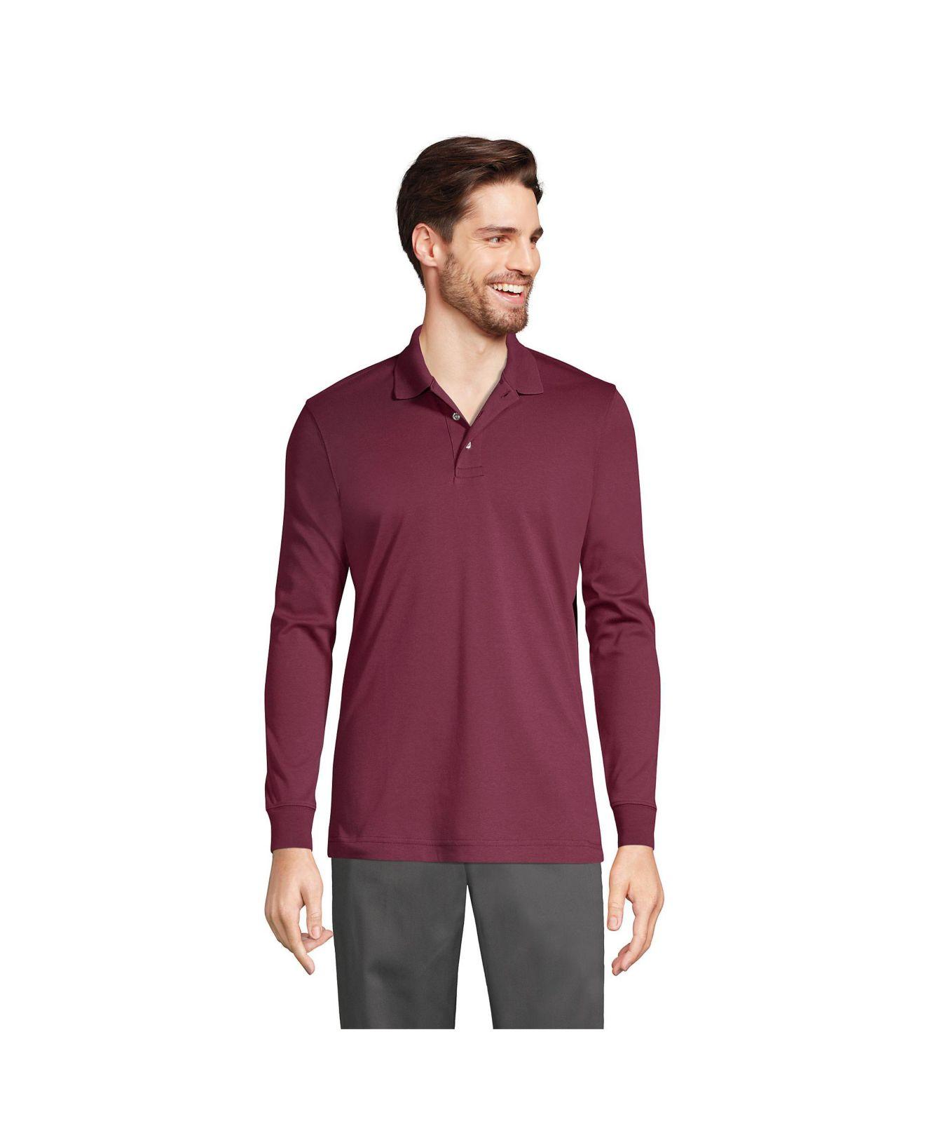 Lands' End Long Sleeve Interlock Polo Shirt in Purple for Men Lyst