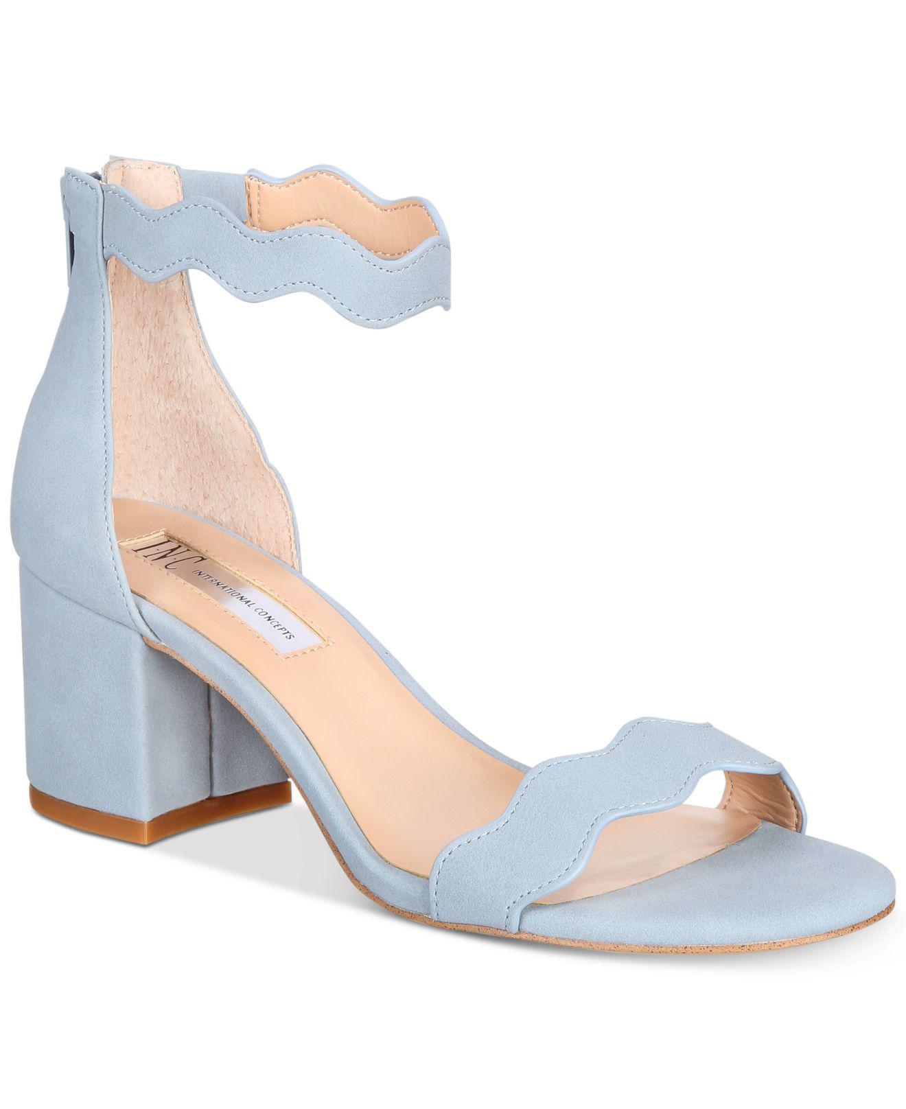 INC International Concepts Hadwin Scallop Block-heel Sandals in Blue | Lyst