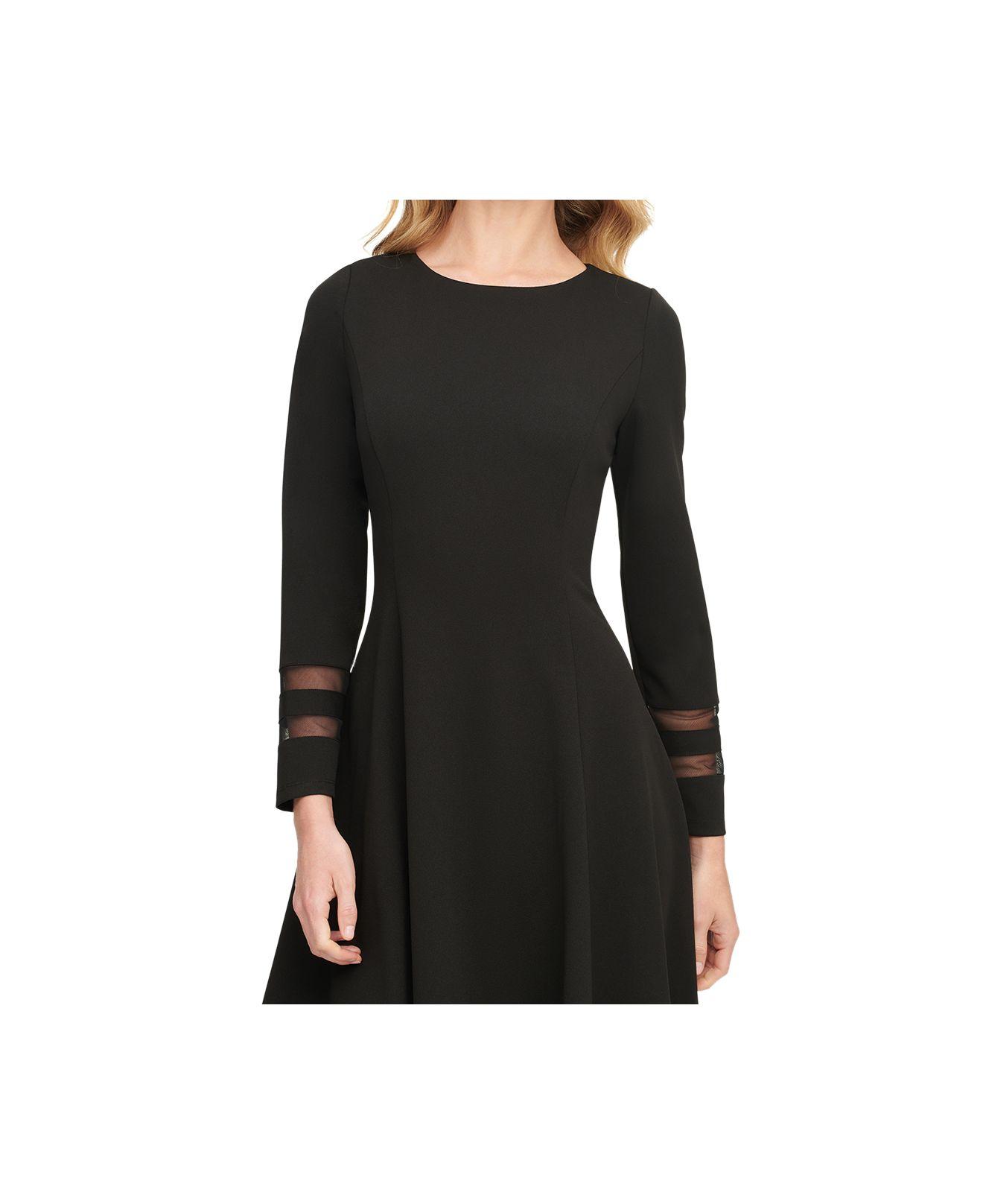 Calvin Klein Illusion-striped A-line Dress in Black | Lyst