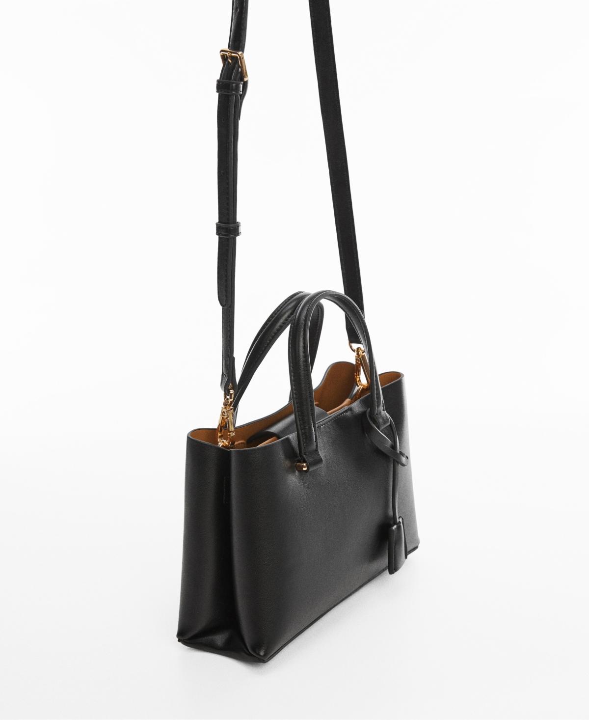 Double Top Handle Structured Bag - Black