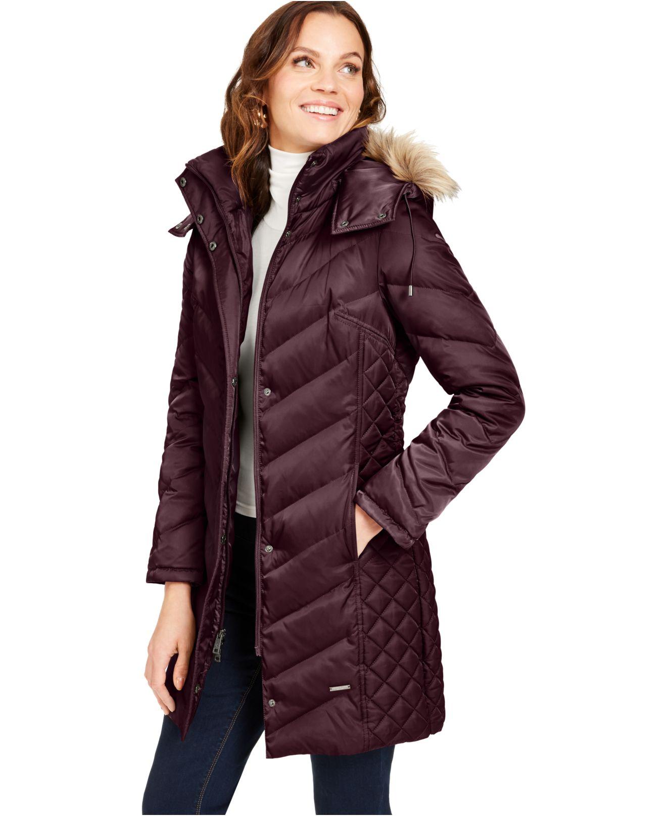 kenneth cole women's long down coat