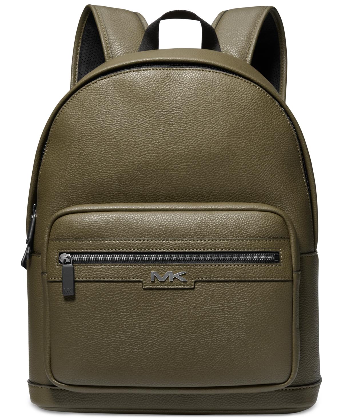 Michael Kors Olive Mens Hudson Slim Pebbled Leather Backpack